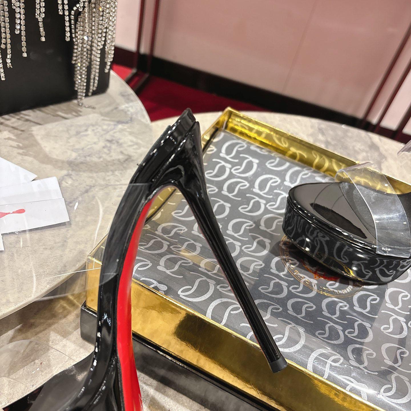 Christian Louboutin 150 MM Mules  TPU And Patent Calf Leather - Black  - DesignerGu