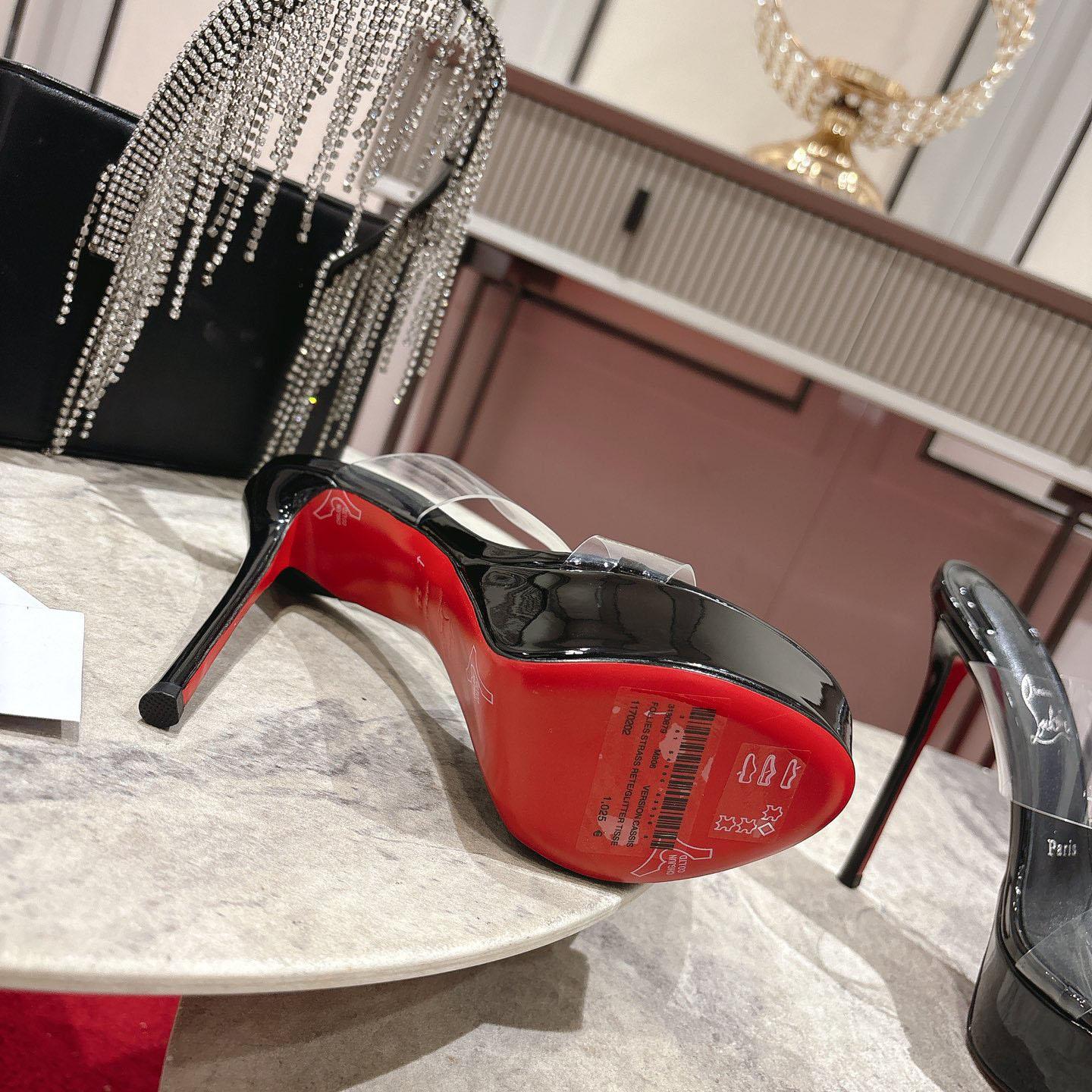 Christian Louboutin 150 MM Mules  TPU And Patent Calf Leather - Black  - DesignerGu