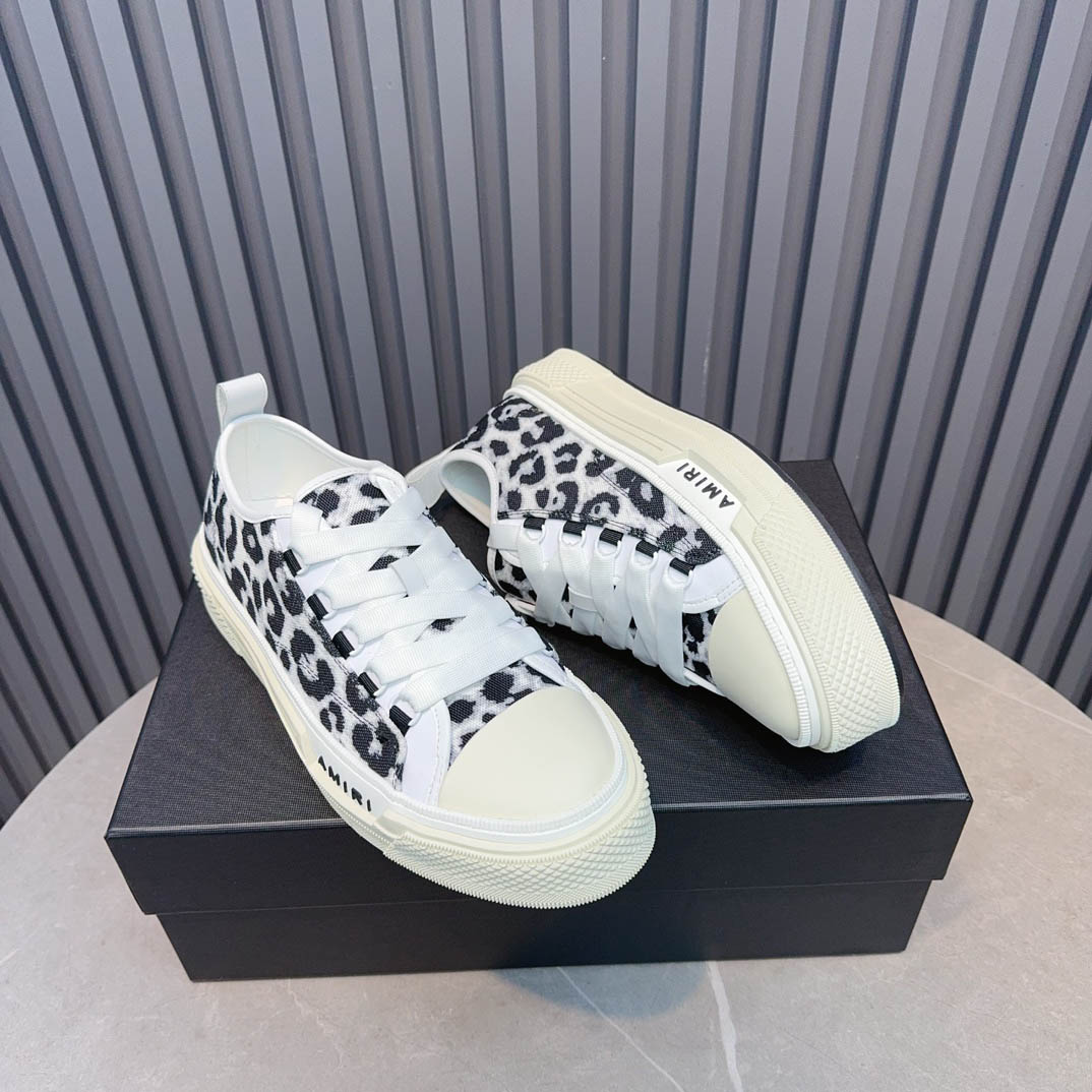 Amiri Black Court Leopard Print Sneakers - DesignerGu
