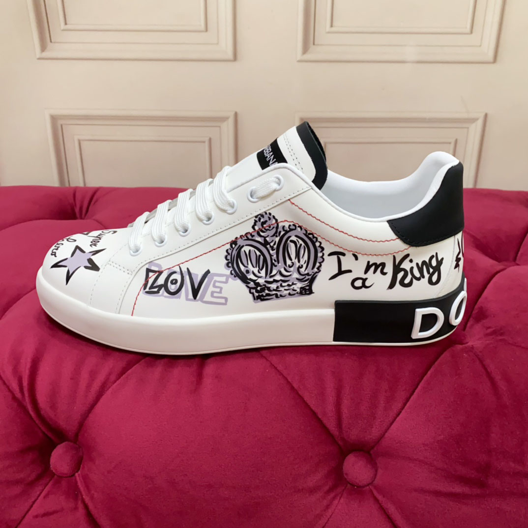 Dolce & Gabbana Printed Calfskin Portofino Light Sneakers - DesignerGu