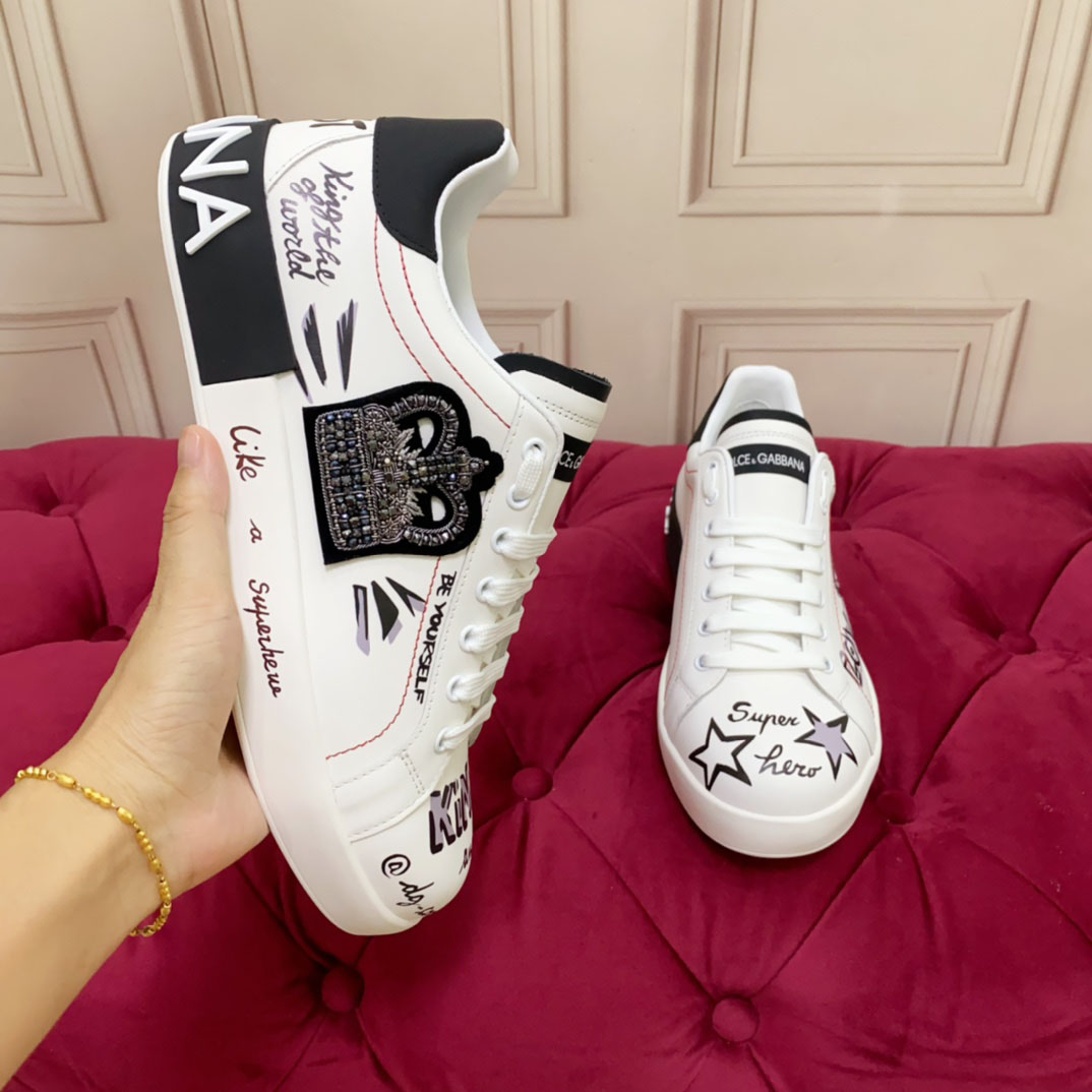 Dolce & Gabbana Printed Calfskin Portofino Light Sneakers - DesignerGu