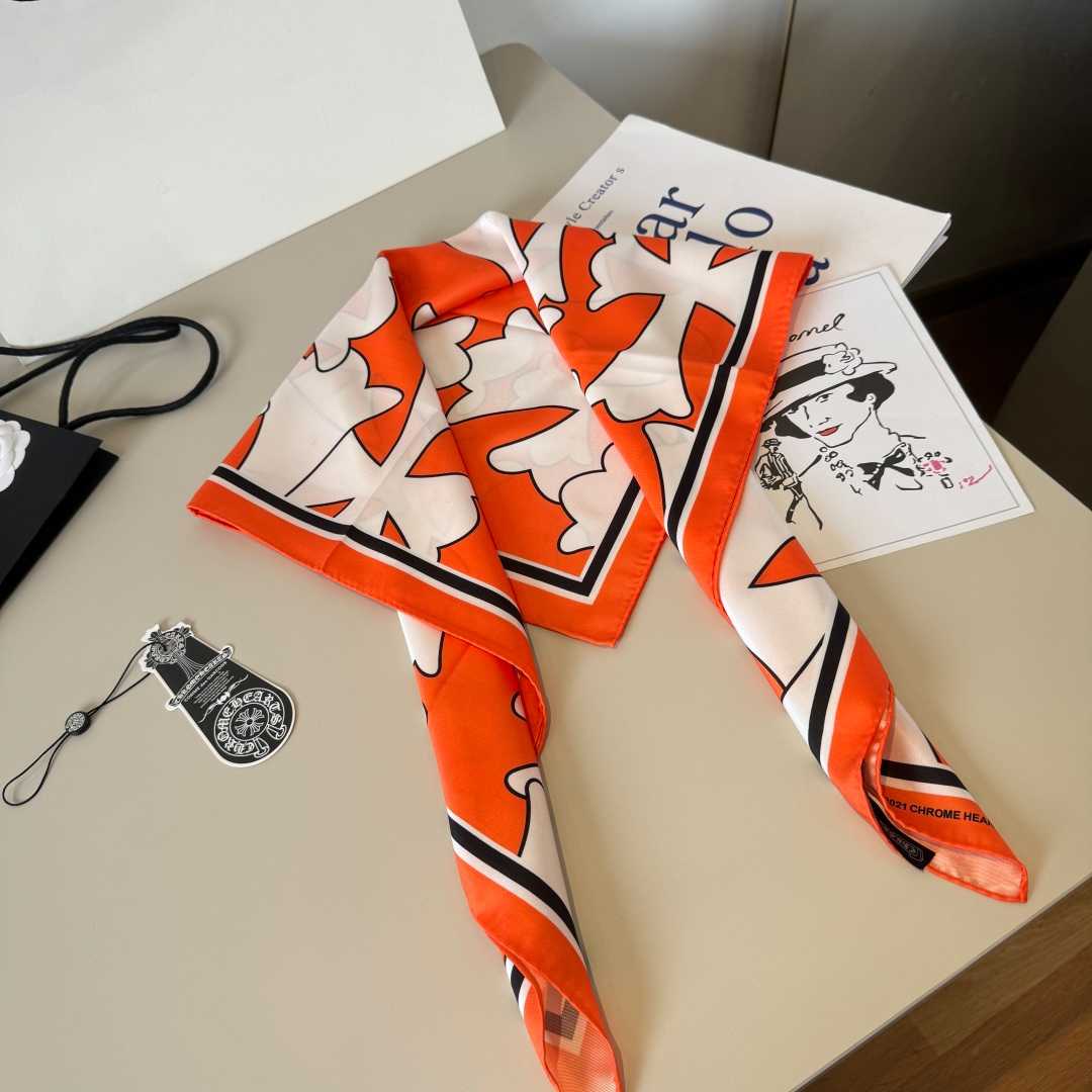 Chrome Heart Square Silk Scarf - DesignerGu