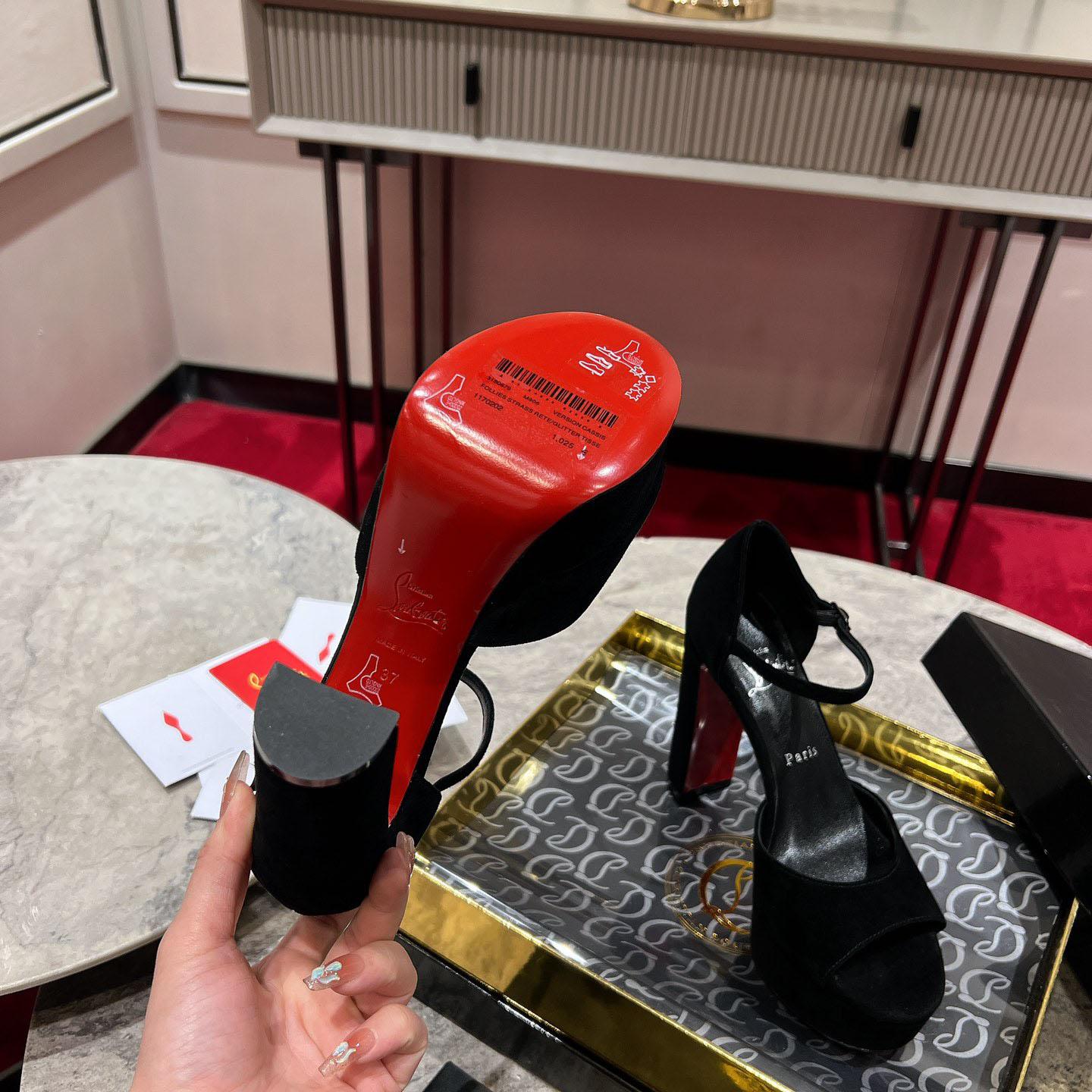 Christian Louboutin Sandaloo 130 mm Sandals  Veau Velours - Black - DesignerGu