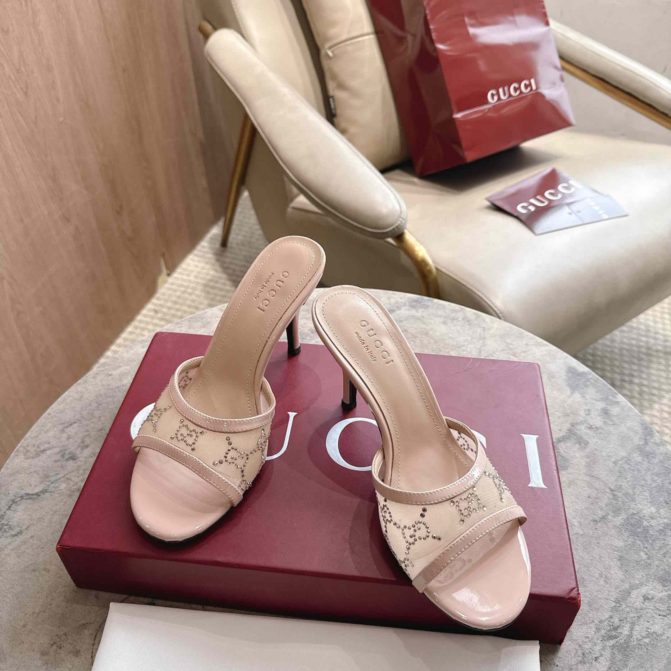 Gucci Women's crystal slide sandal - DesignerGu