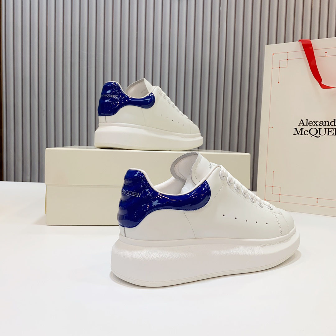 Alexander McQueen Oversized Sneaker 'White Navy Patent' - DesignerGu