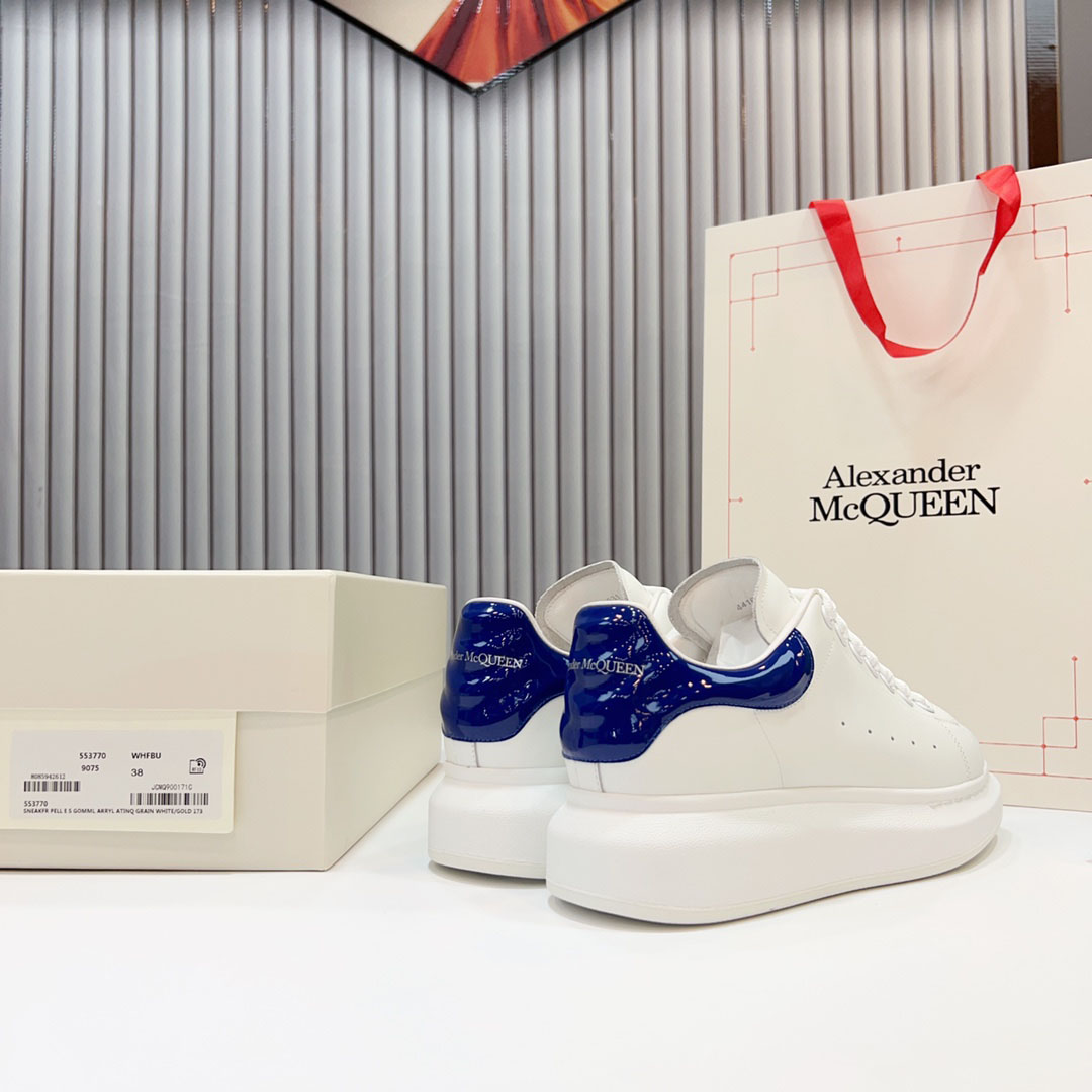 Alexander McQueen Oversized Sneaker 'White Navy Patent' - DesignerGu