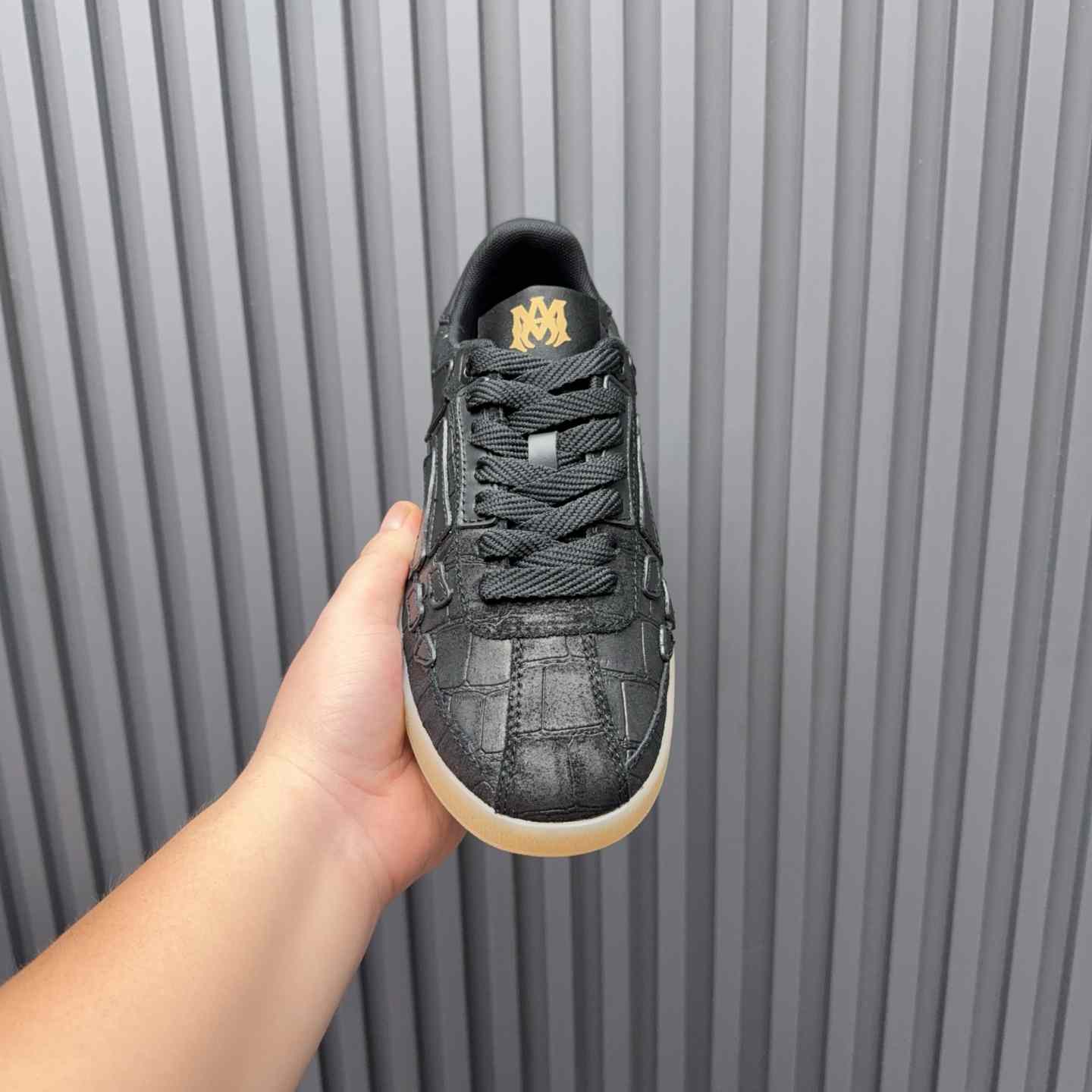 Amiri Pacific 'Croc Debossed Bones - Black' Sneakers - DesignerGu