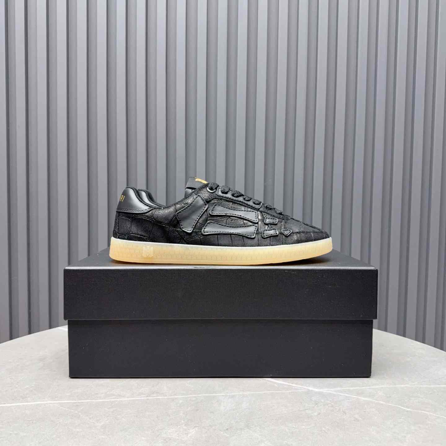Amiri Pacific 'Croc Debossed Bones - Black' Sneakers - DesignerGu