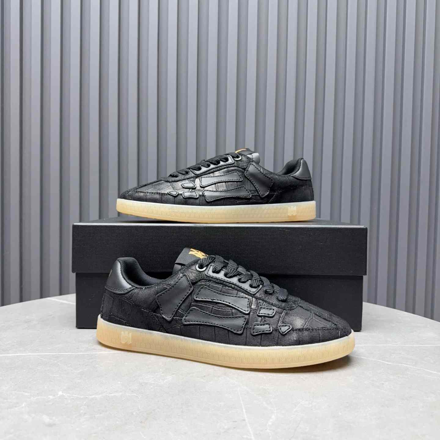 Amiri Pacific 'Croc Debossed Bones - Black' Sneakers - DesignerGu