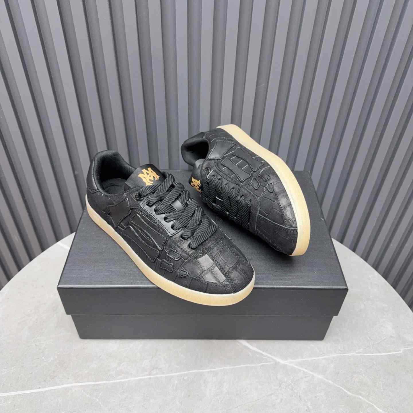 Amiri Pacific 'Croc Debossed Bones - Black' Sneakers - DesignerGu
