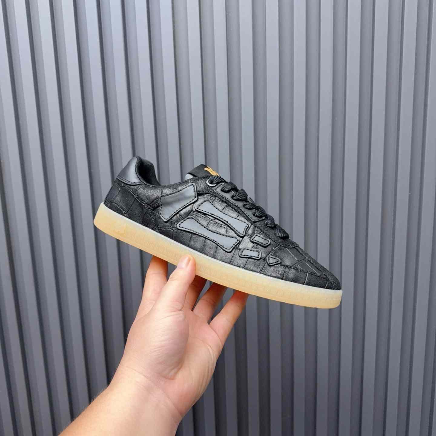Amiri Pacific 'Croc Debossed Bones - Black' Sneakers - DesignerGu