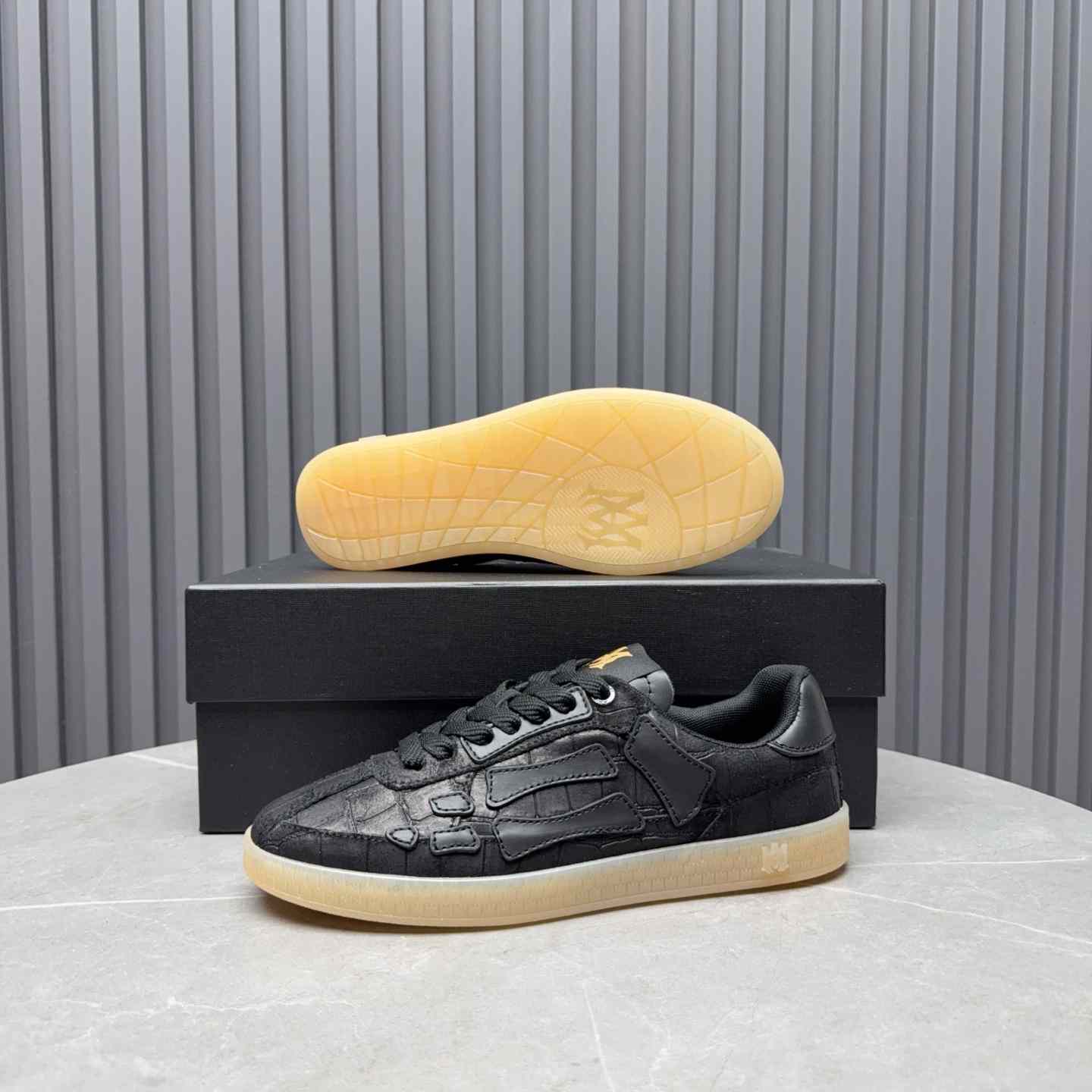 Amiri Pacific 'Croc Debossed Bones - Black' Sneakers - DesignerGu