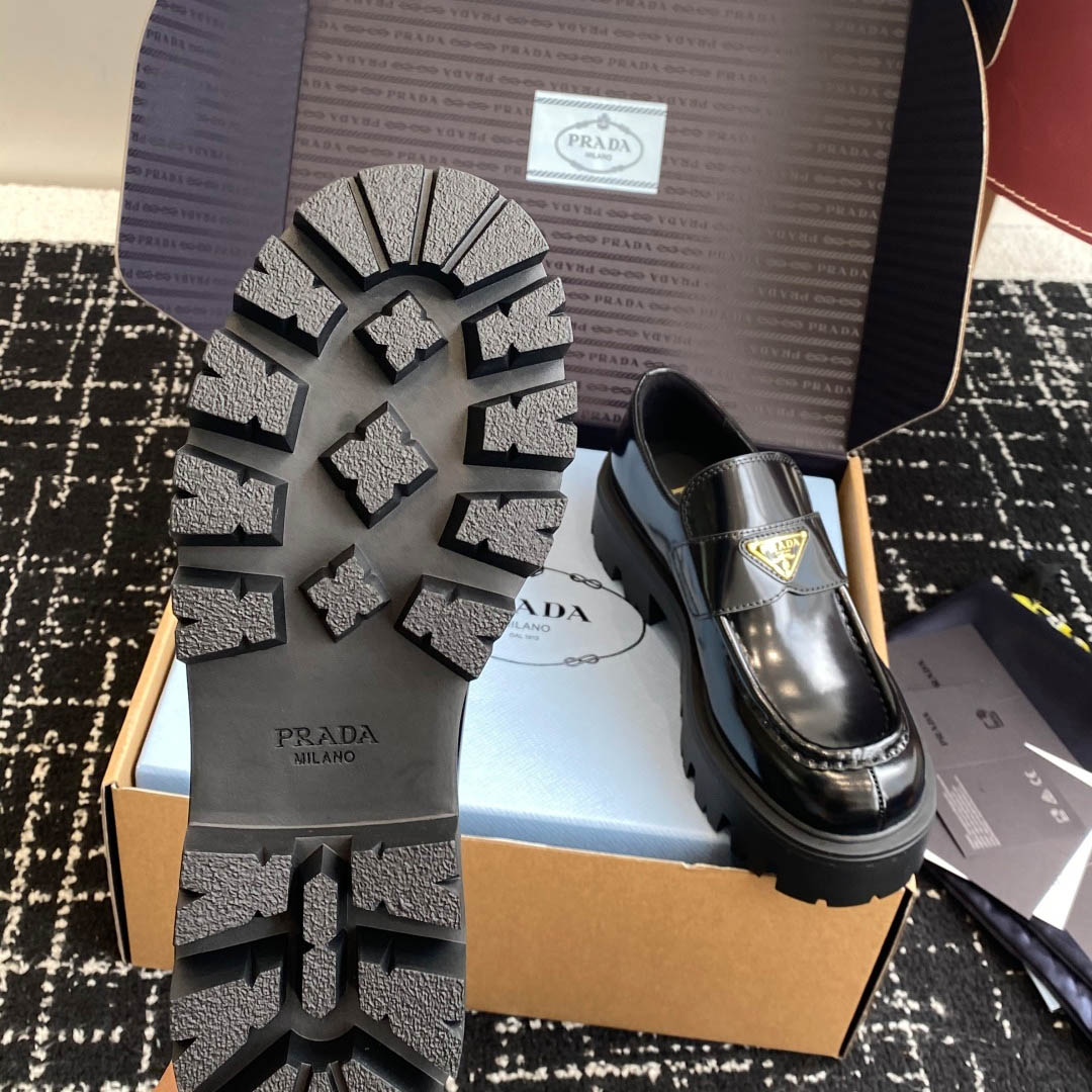 Prada Brushed Leather Loafers - DesignerGu