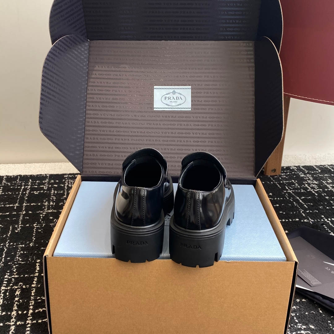 Prada Brushed Leather Loafers - DesignerGu