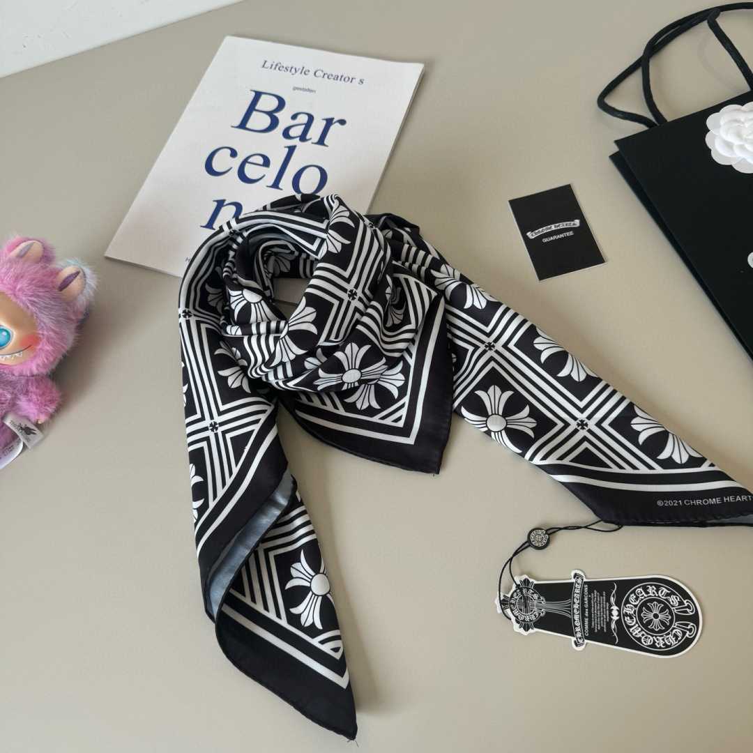 Chrome Heart Square Silk Scarf - DesignerGu