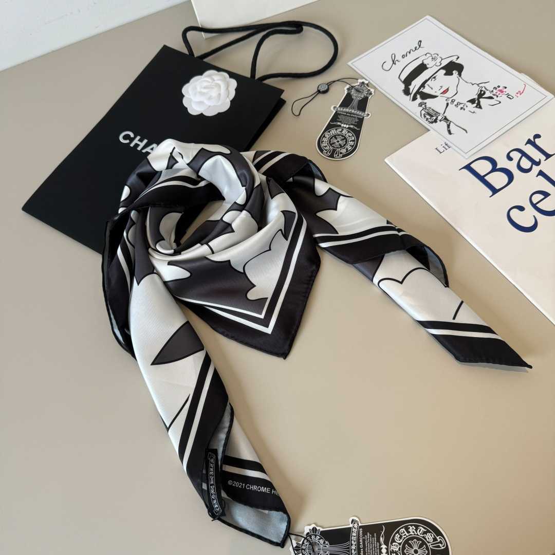Chrome Heart Square Silk Scarf - DesignerGu