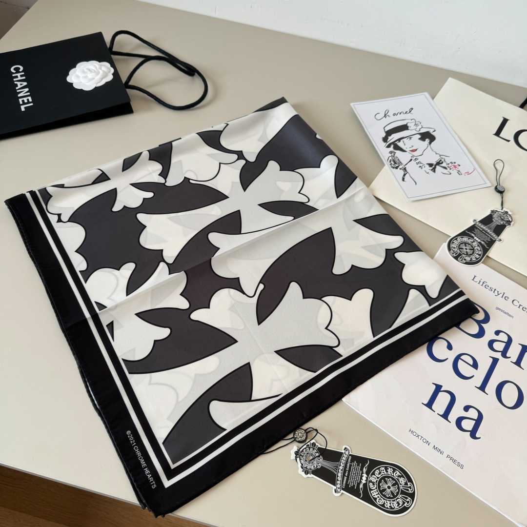 Chrome Heart Square Silk Scarf - DesignerGu