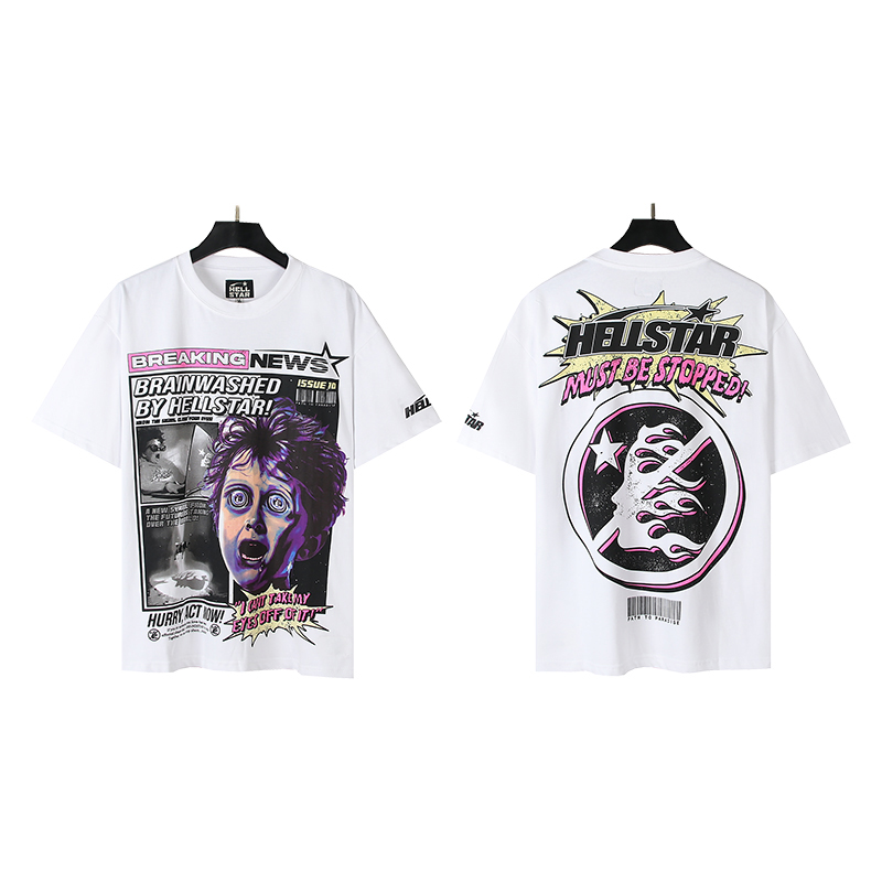 Hellstar Breaking News T-Shirt 'White' - DesignerGu