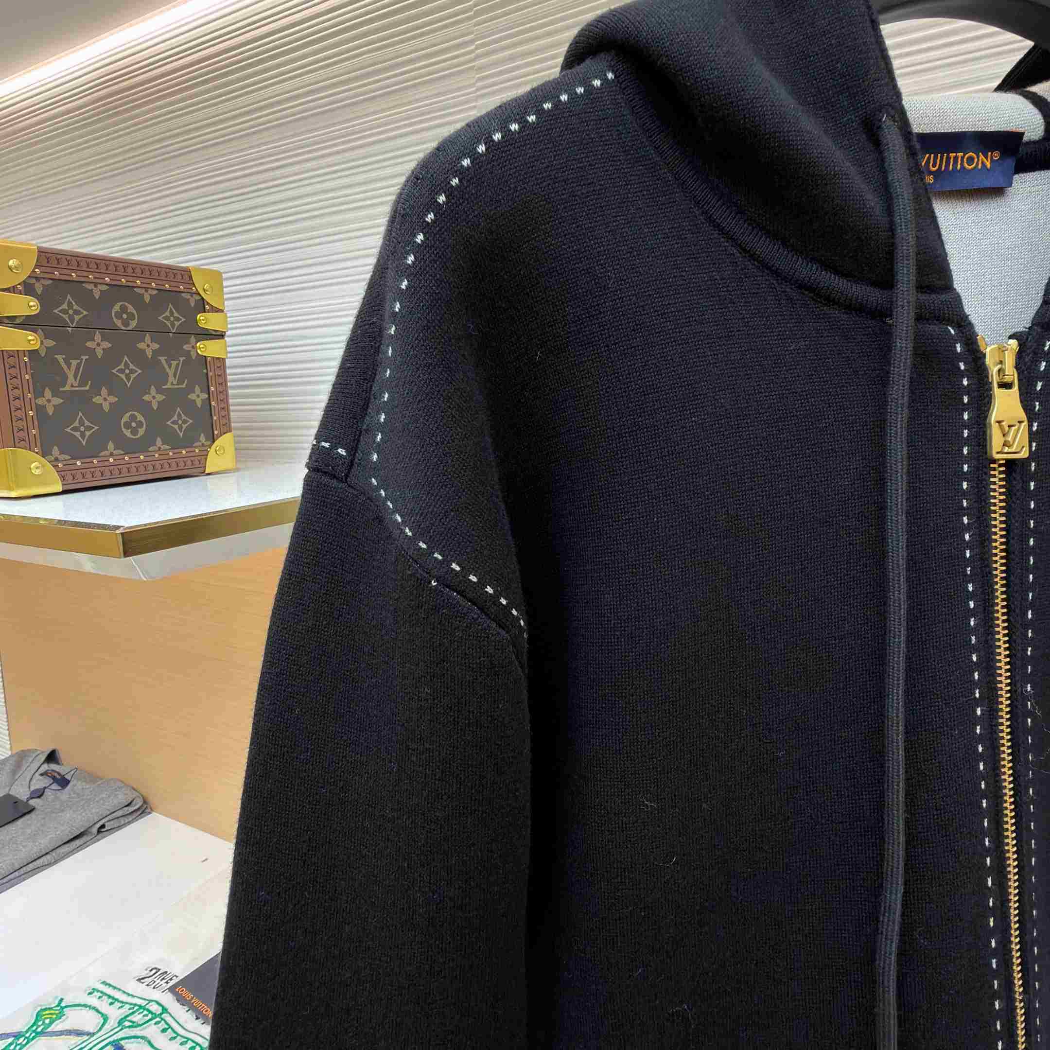 Louis Vuitton Graphic Intarsia Zipped Cotton Hoodie  - DesignerGu