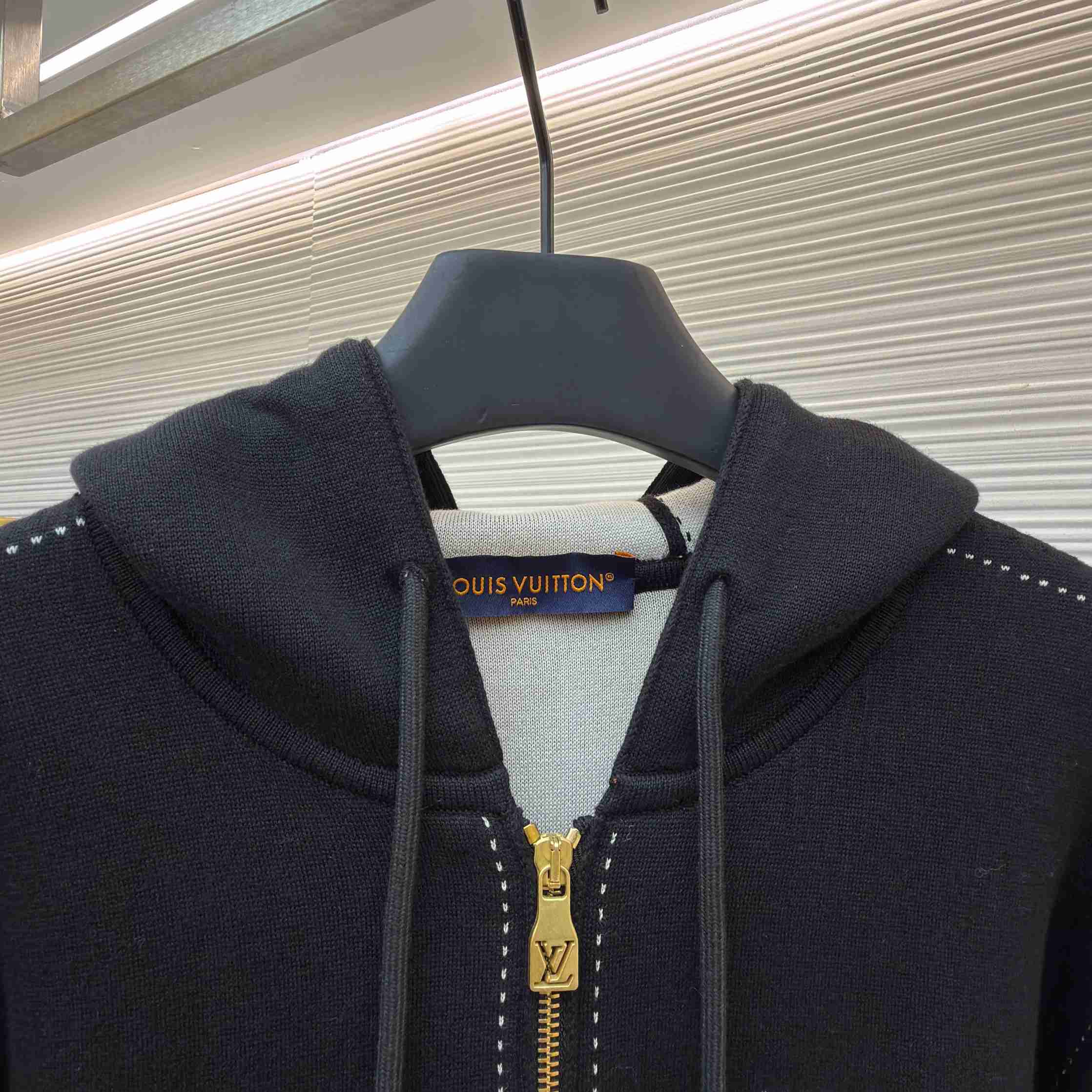 Louis Vuitton Graphic Intarsia Zipped Cotton Hoodie  - DesignerGu