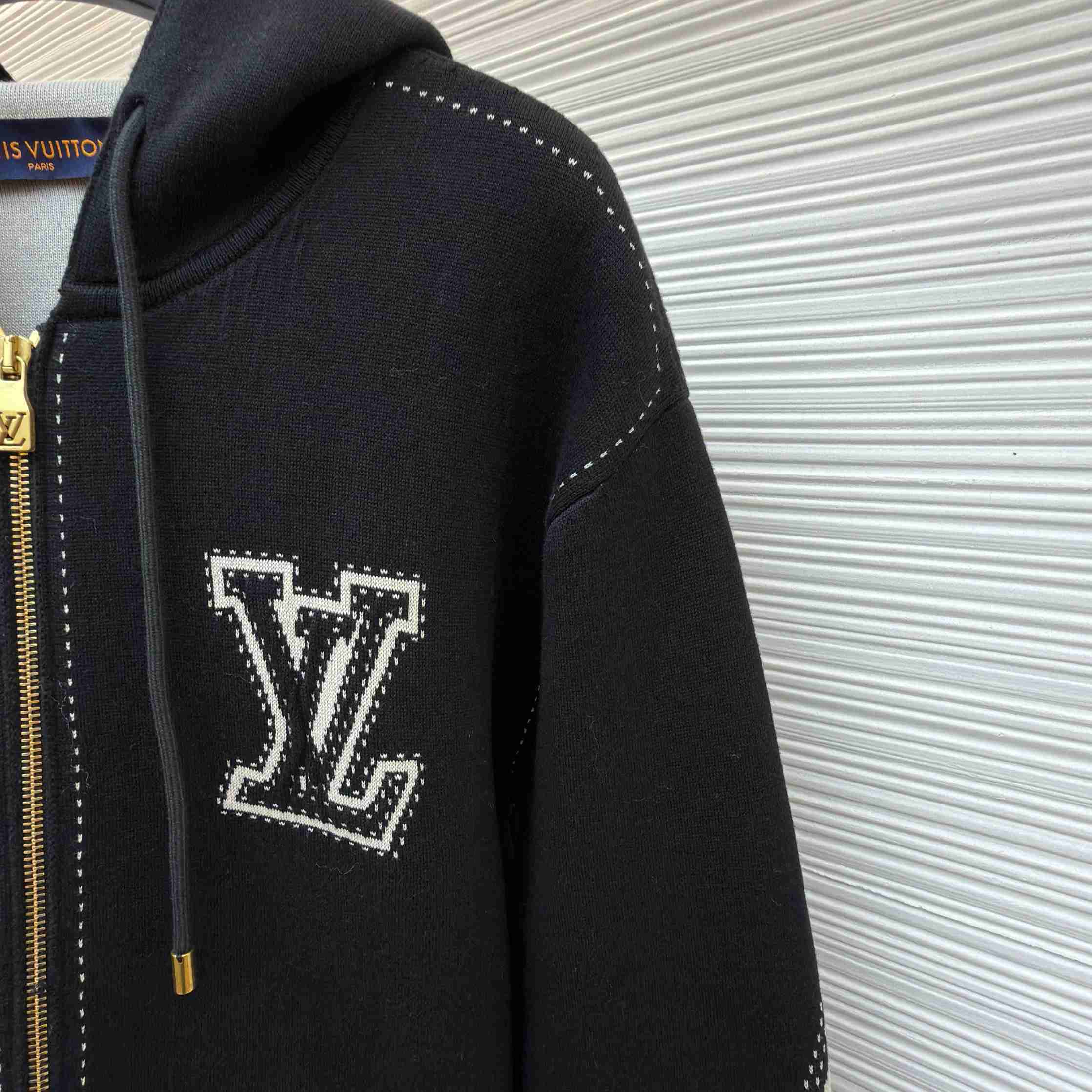 Louis Vuitton Graphic Intarsia Zipped Cotton Hoodie  - DesignerGu