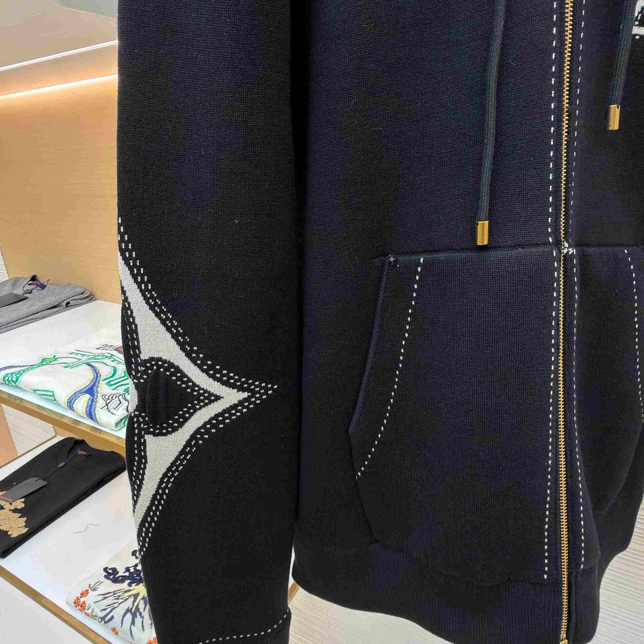 Louis Vuitton Graphic Intarsia Zipped Cotton Hoodie  - DesignerGu
