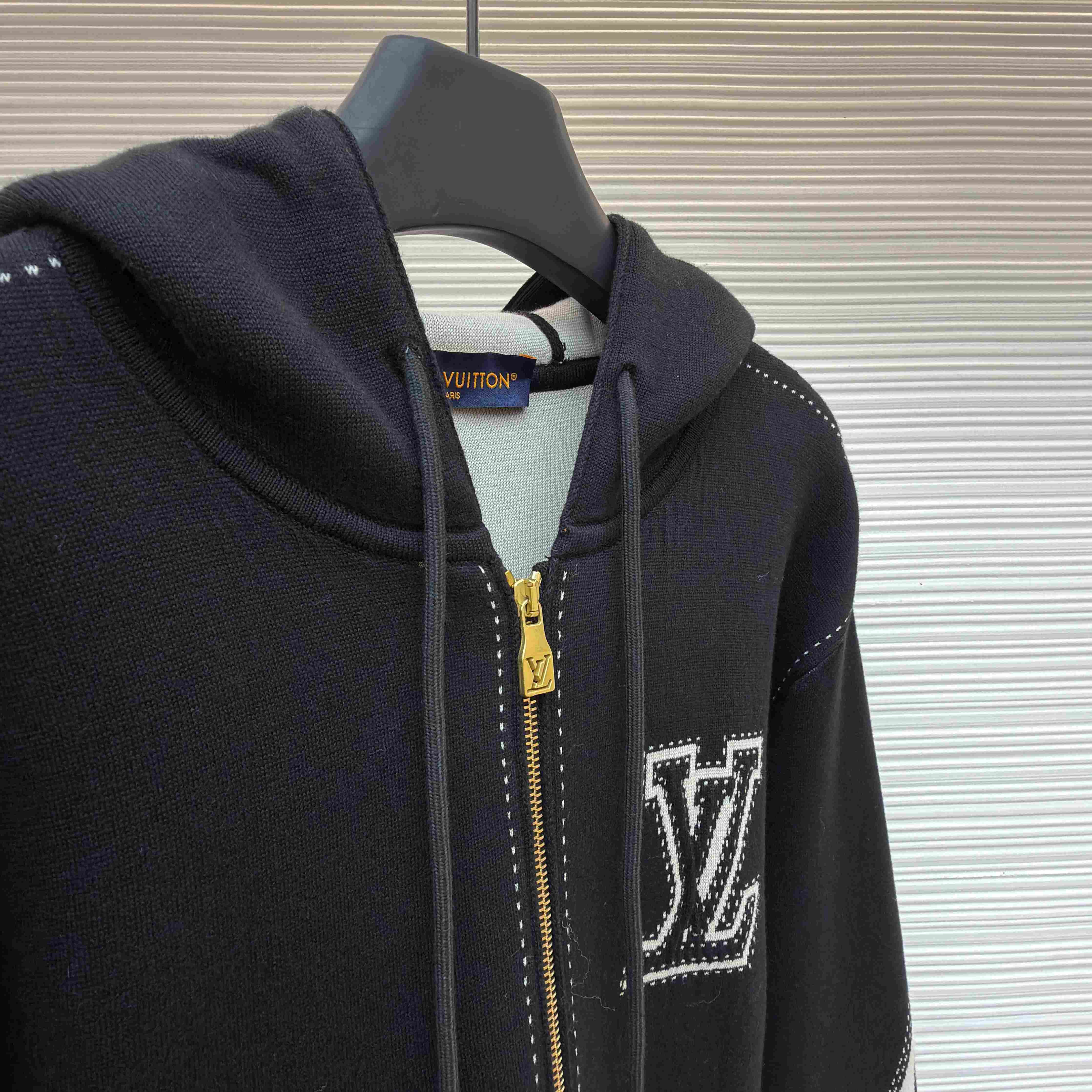 Louis Vuitton Graphic Intarsia Zipped Cotton Hoodie  - DesignerGu