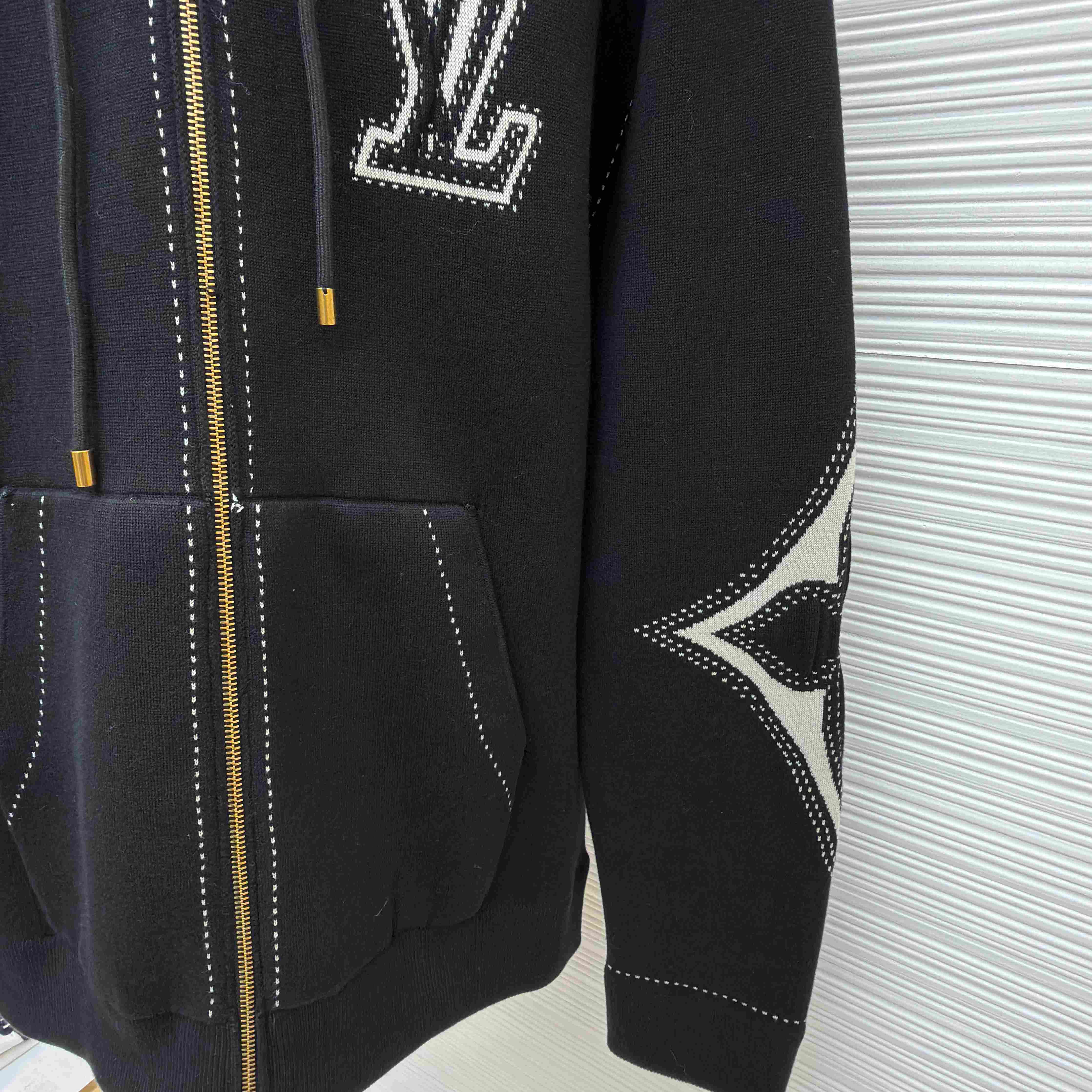 Louis Vuitton Graphic Intarsia Zipped Cotton Hoodie  - DesignerGu