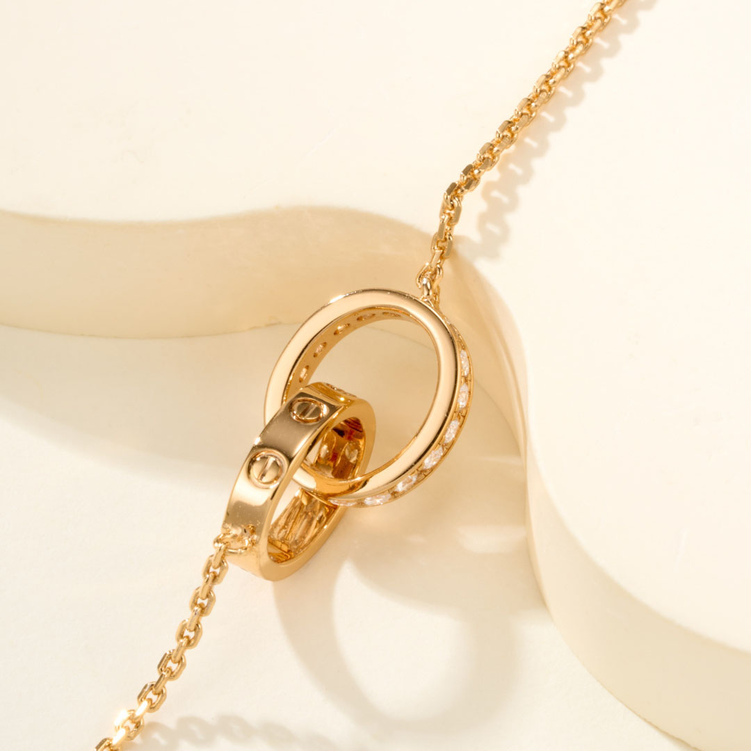 Cartier LOVE bracelet, On Chain, Half-Paved - DesignerGu