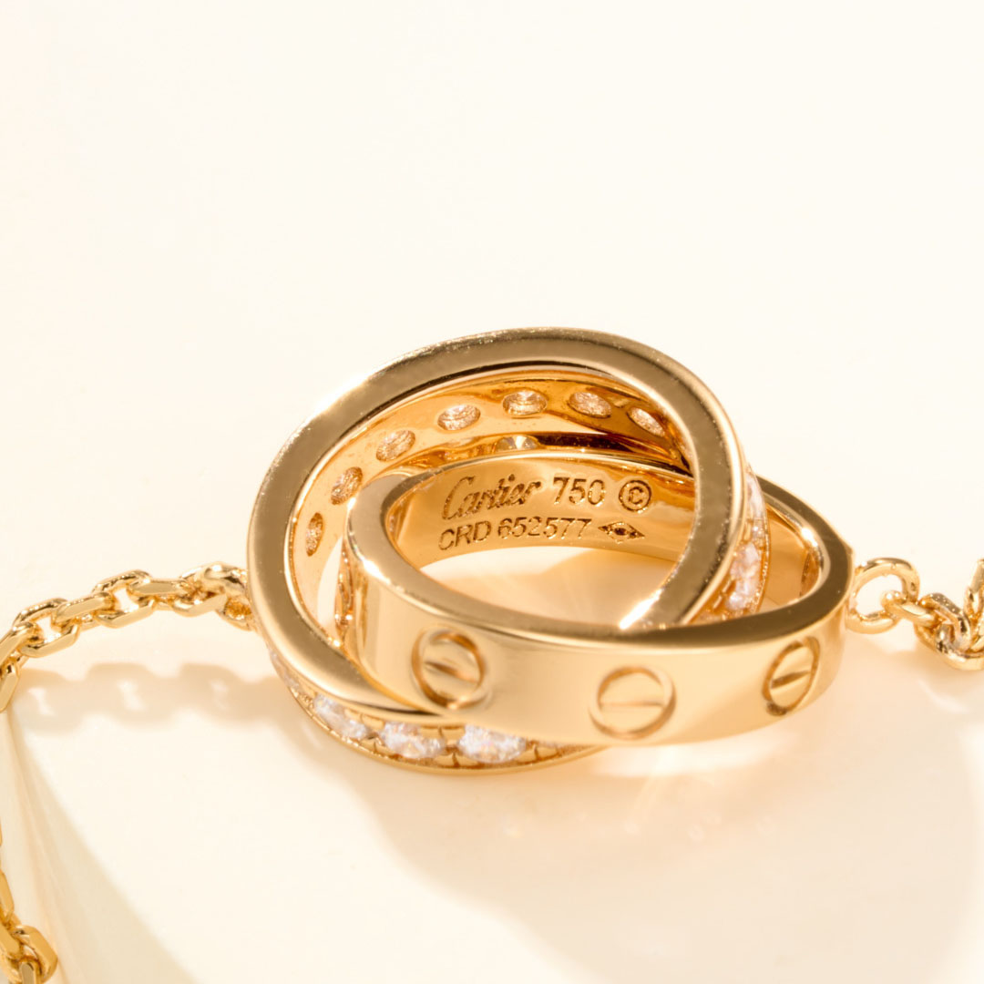 Cartier LOVE bracelet, On Chain, Half-Paved - DesignerGu