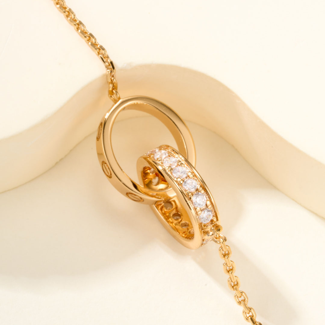 Cartier LOVE bracelet, On Chain, Half-Paved - DesignerGu