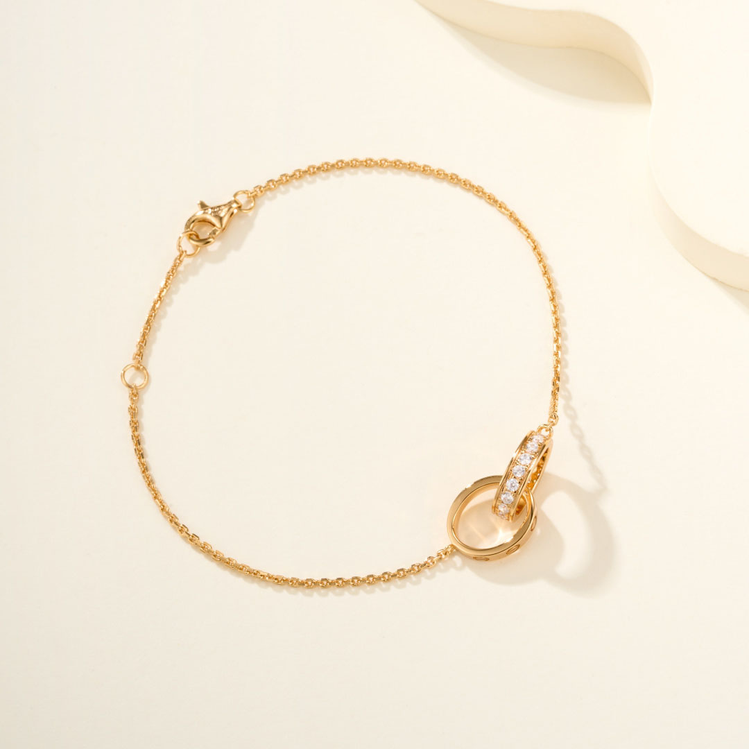 Cartier LOVE bracelet, On Chain, Half-Paved - DesignerGu