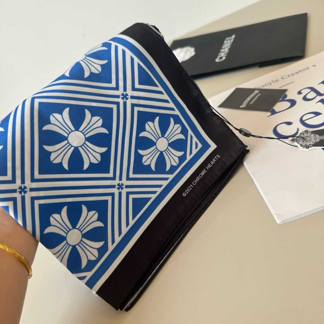 Chrome Heart Square Silk Scarf - DesignerGu