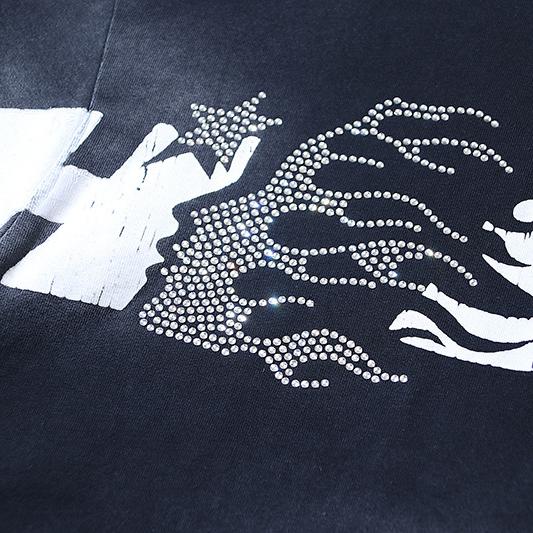 Hellstar Studios Cartoon Logo Glitter Logo T-Shirt 'Black' - DesignerGu