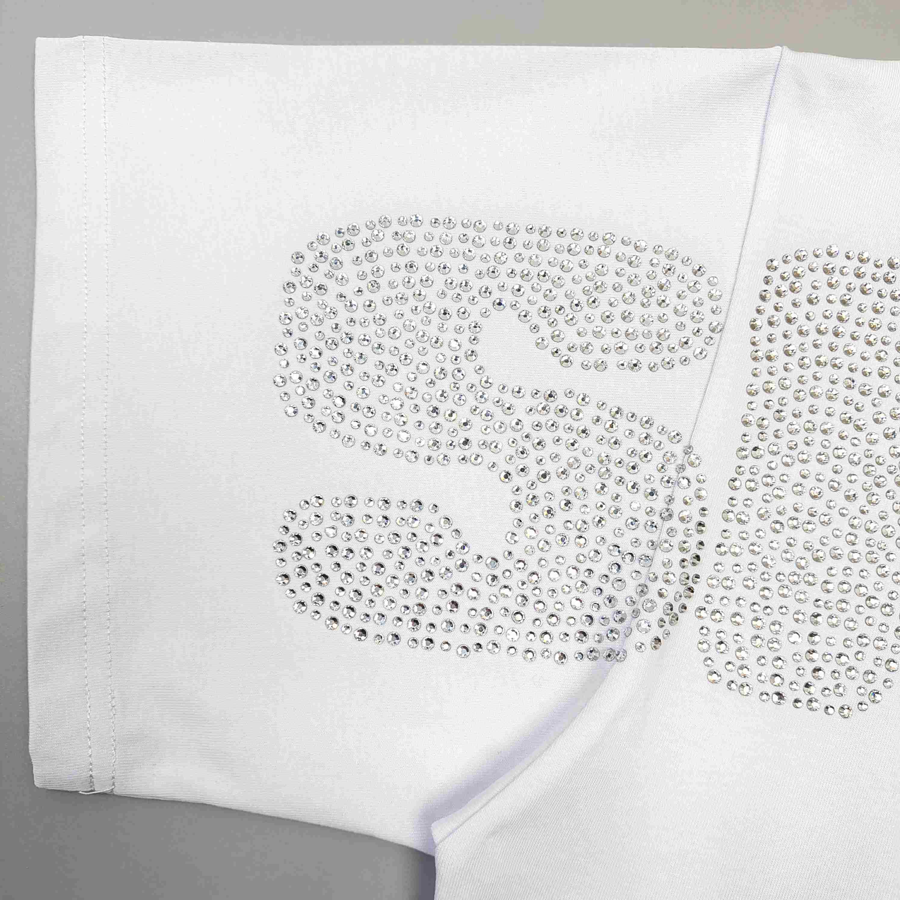 Sp5der Rhinestone Silk Tee 'White' - DesignerGu