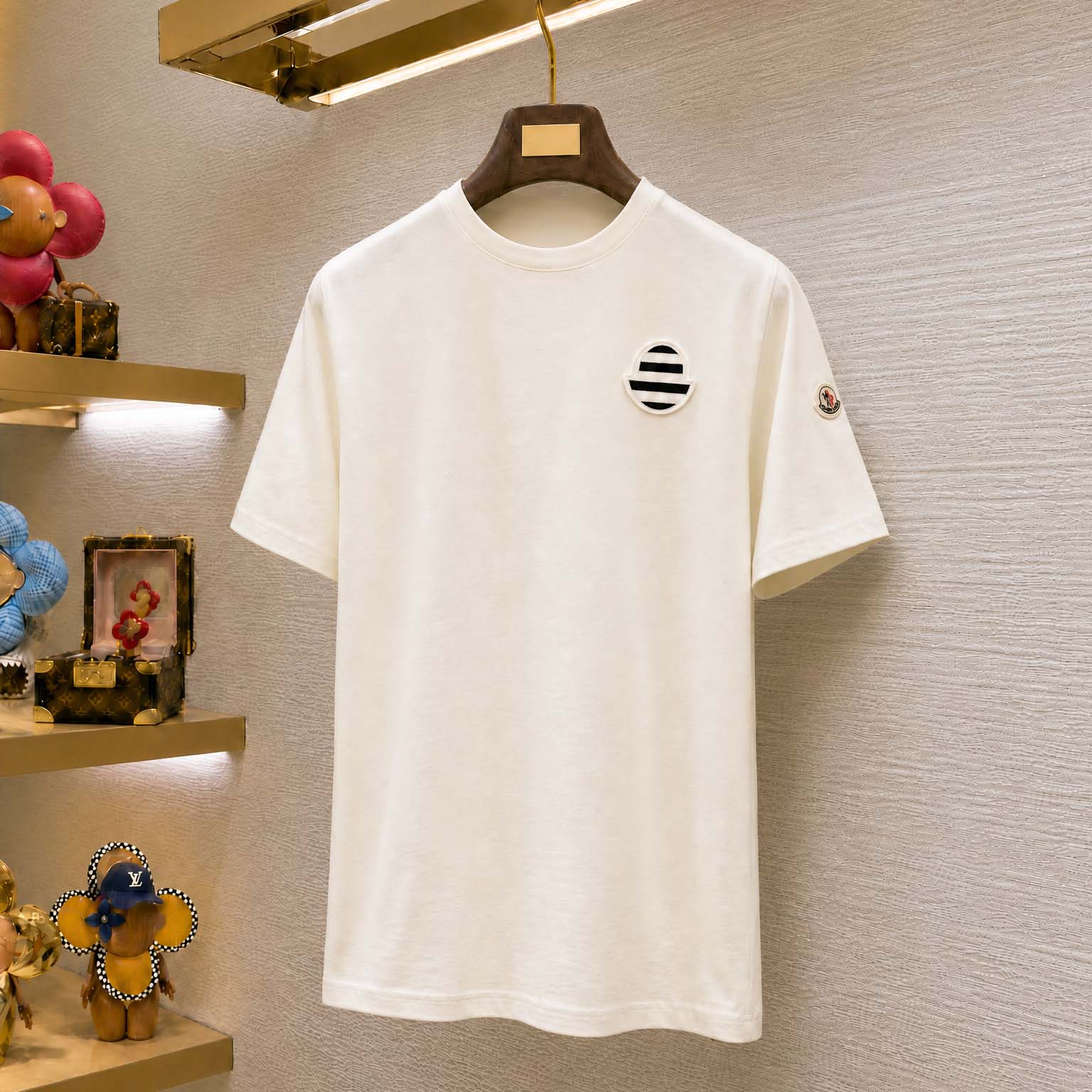 Moncler Striped Logo Cotton Jersey T-Shirt - DesignerGu