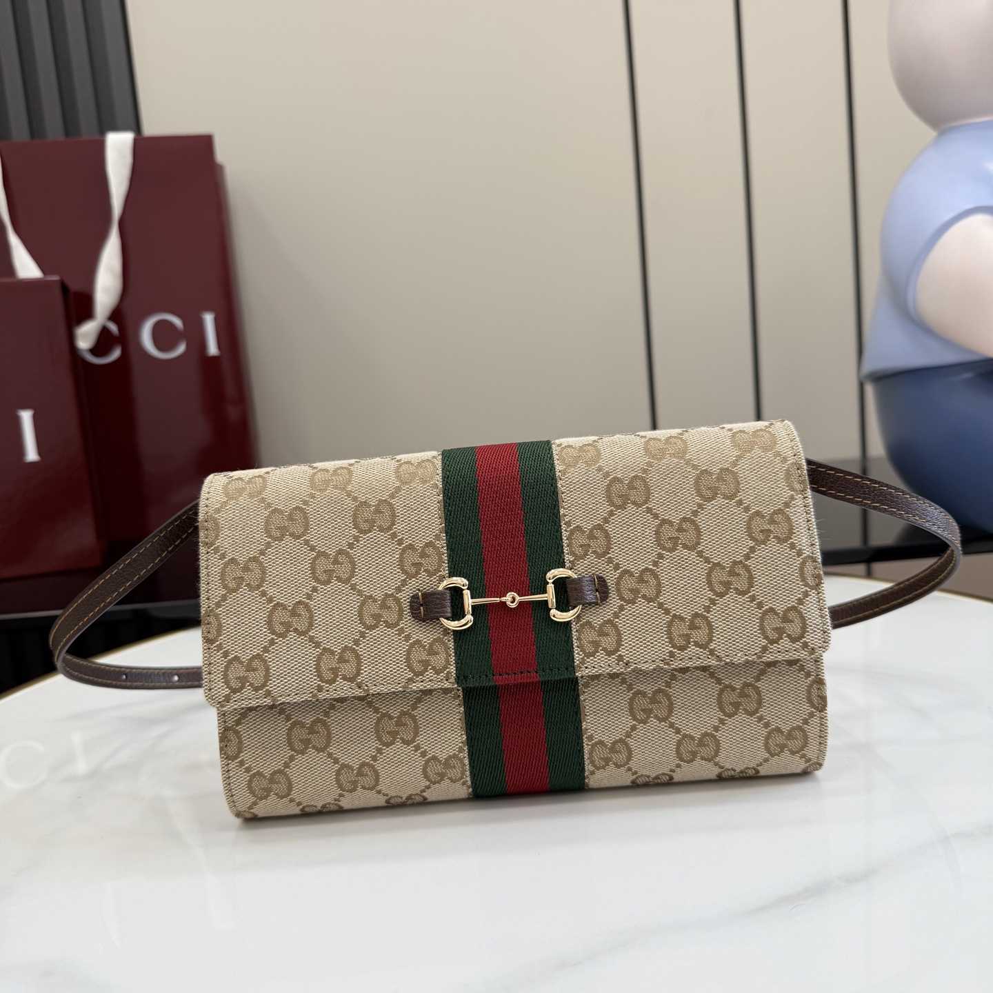 Gucci Horsebit Web Wallet With Strap - DesignerGu