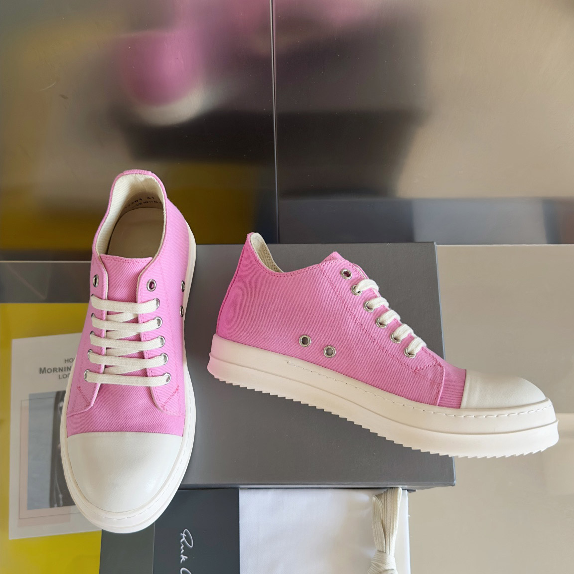 Rick Owens Drkshdw Pink Low Sneakers - DesignerGu