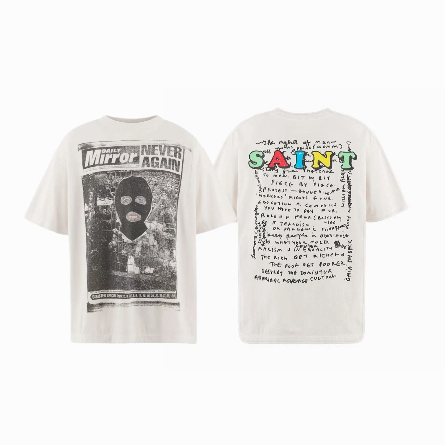 Saint Michael   'Mask' SS T-Shirt In White - DesignerGu