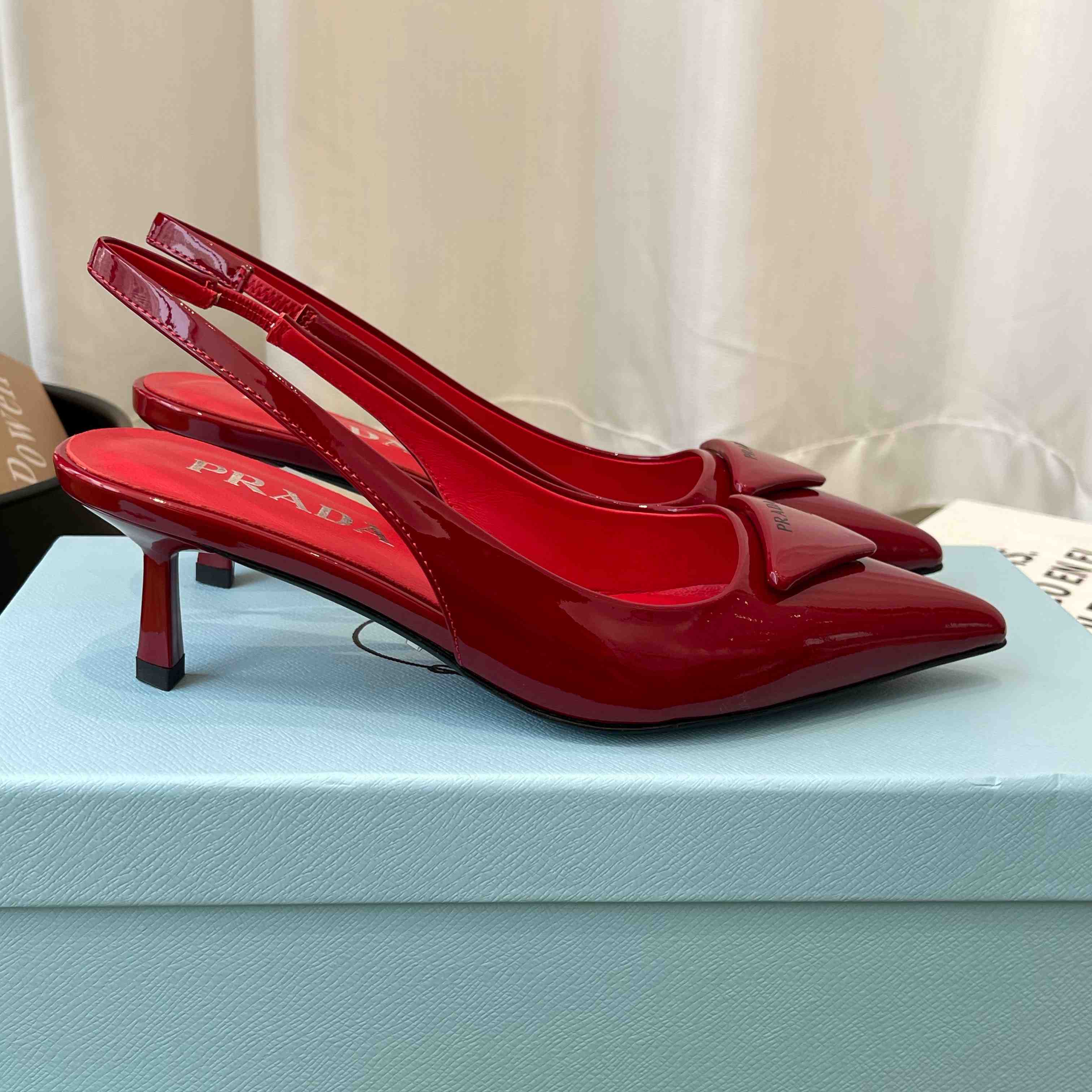 Prada Patent Leather Slingback Pumps - DesignerGu