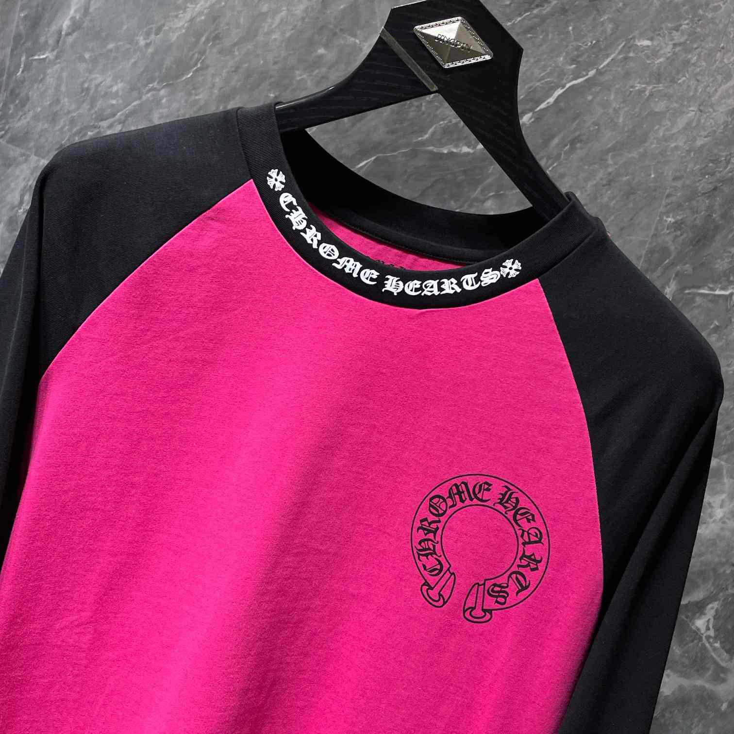 Chrome Hearts  Pink And Black Baseball Tee - DesignerGu