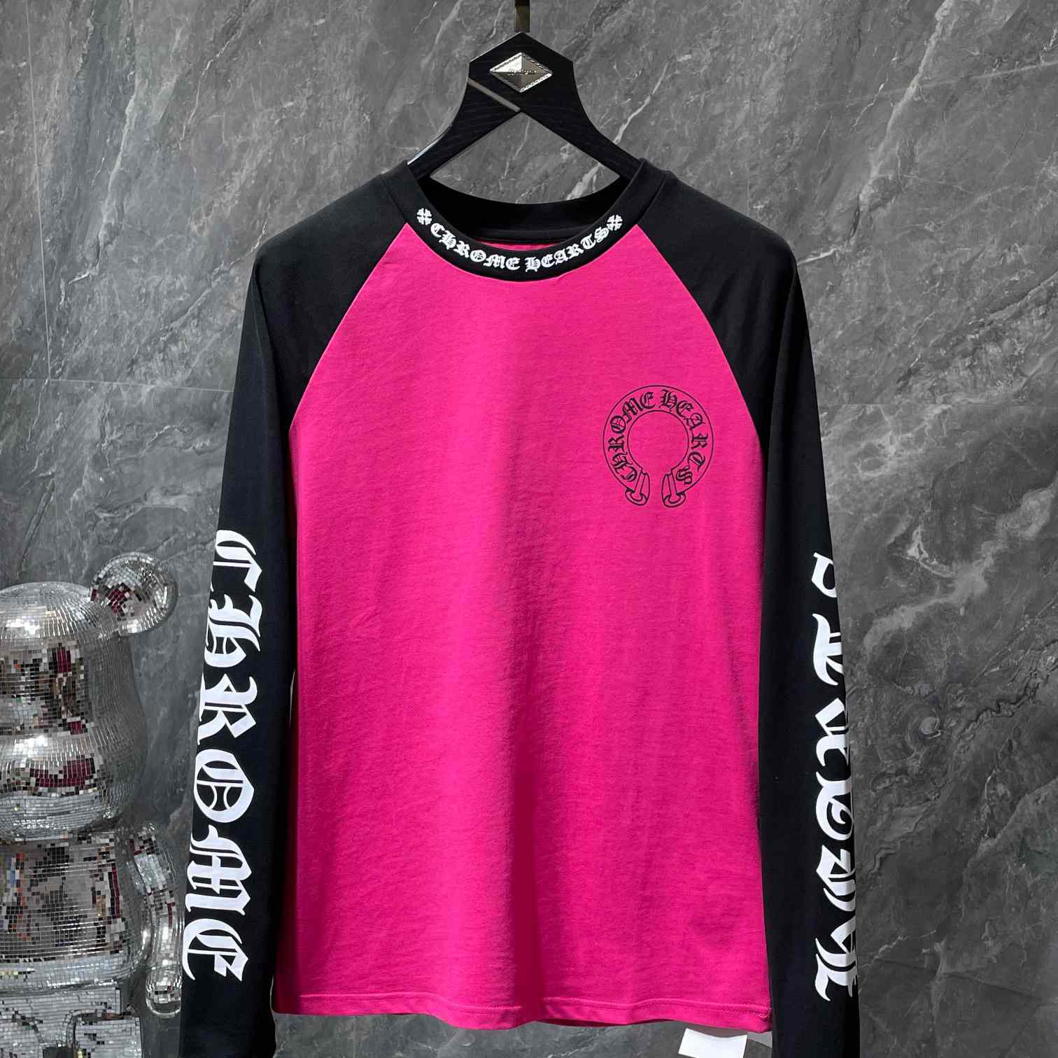 Chrome Hearts  Pink And Black Baseball Tee - DesignerGu