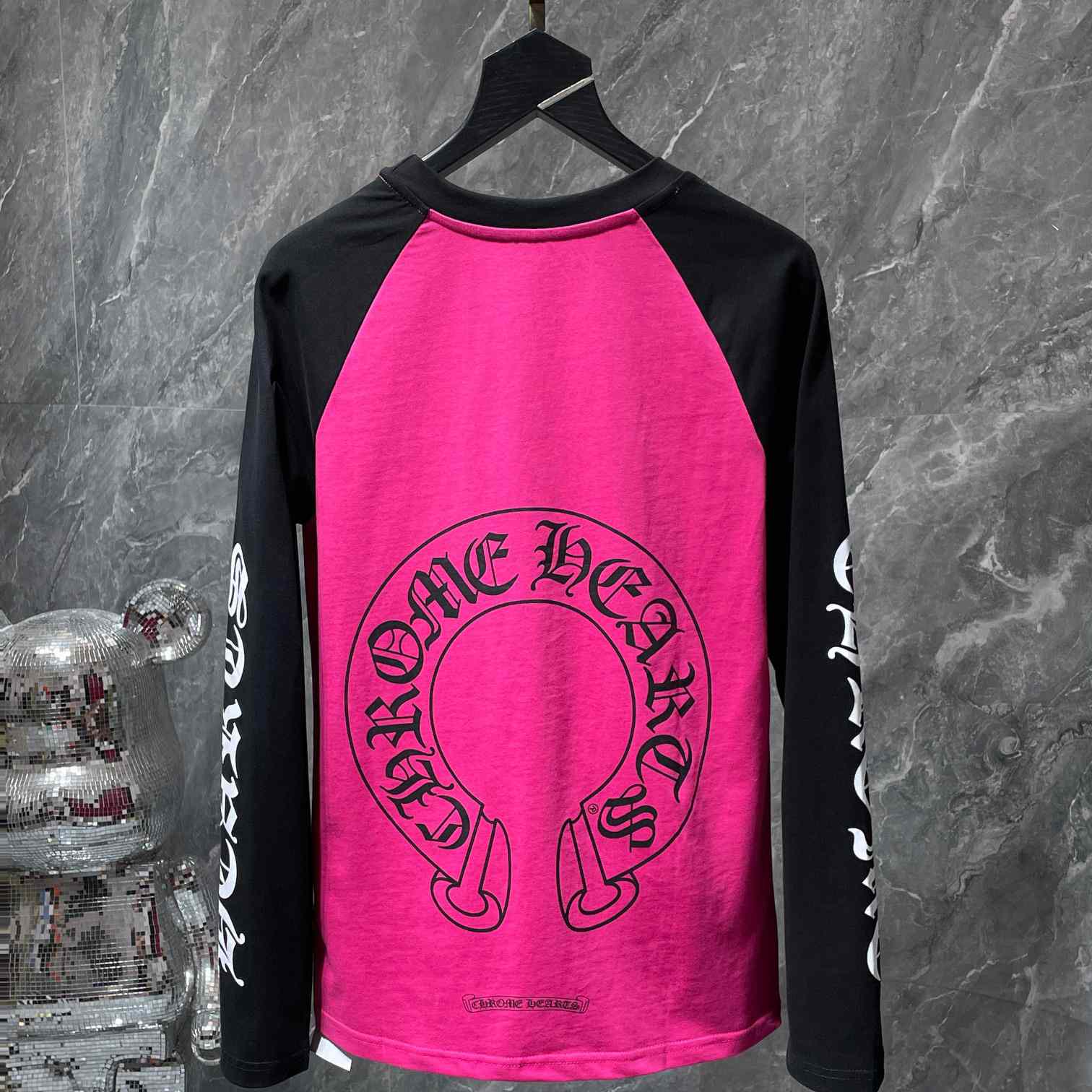 Chrome Hearts  Pink And Black Baseball Tee - DesignerGu