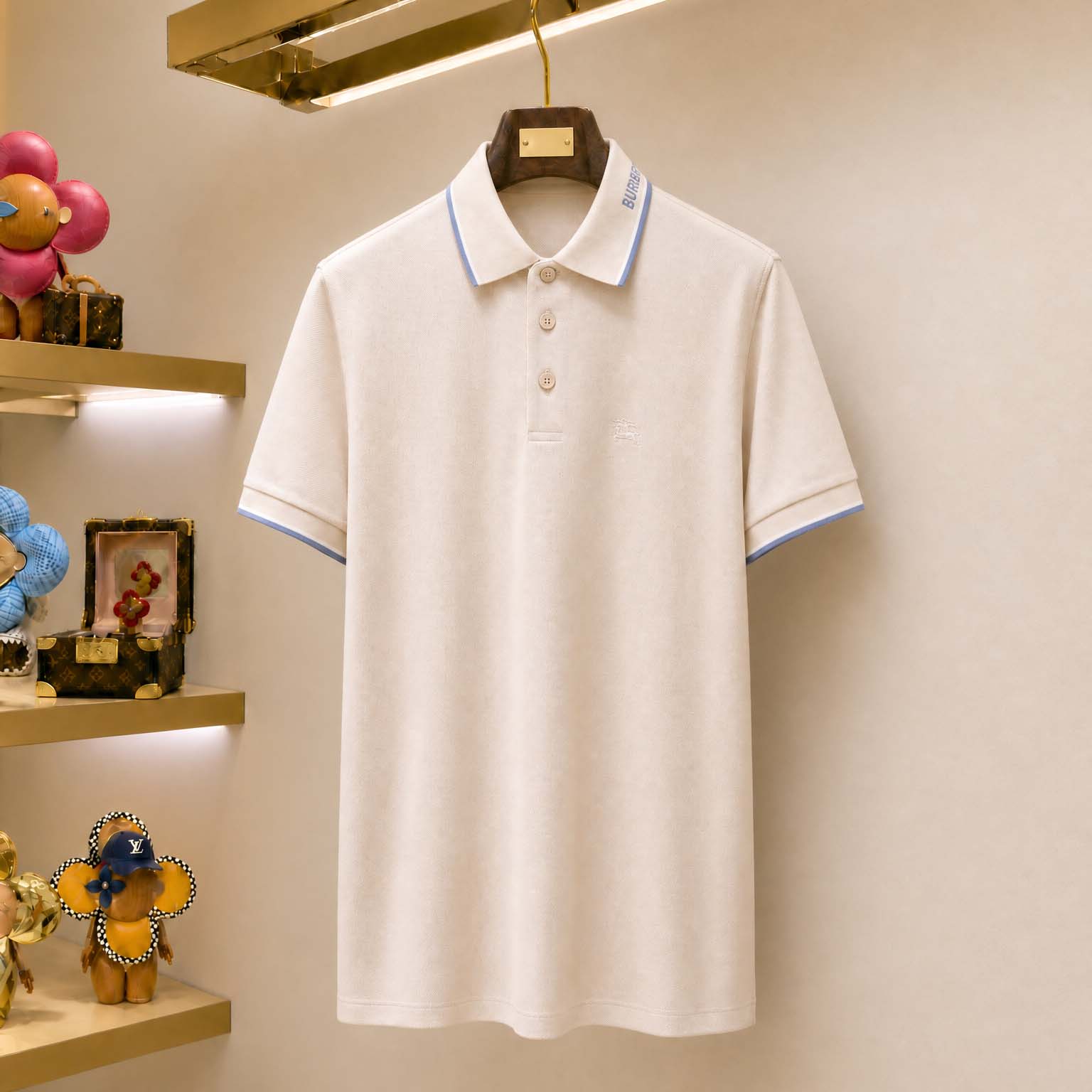 Burberry Logo Collar Cotton Polo Shirt - DesignerGu