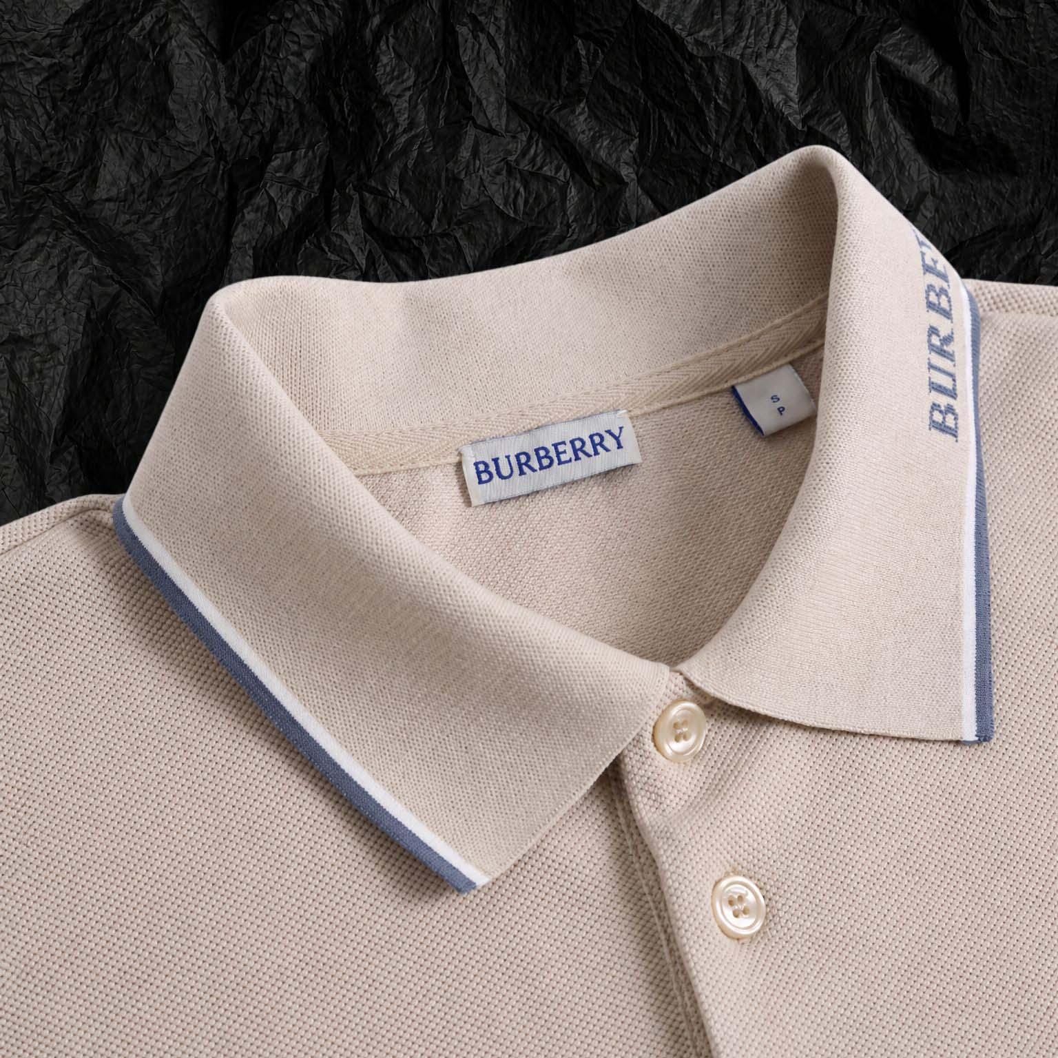Burberry Logo Collar Cotton Polo Shirt - DesignerGu
