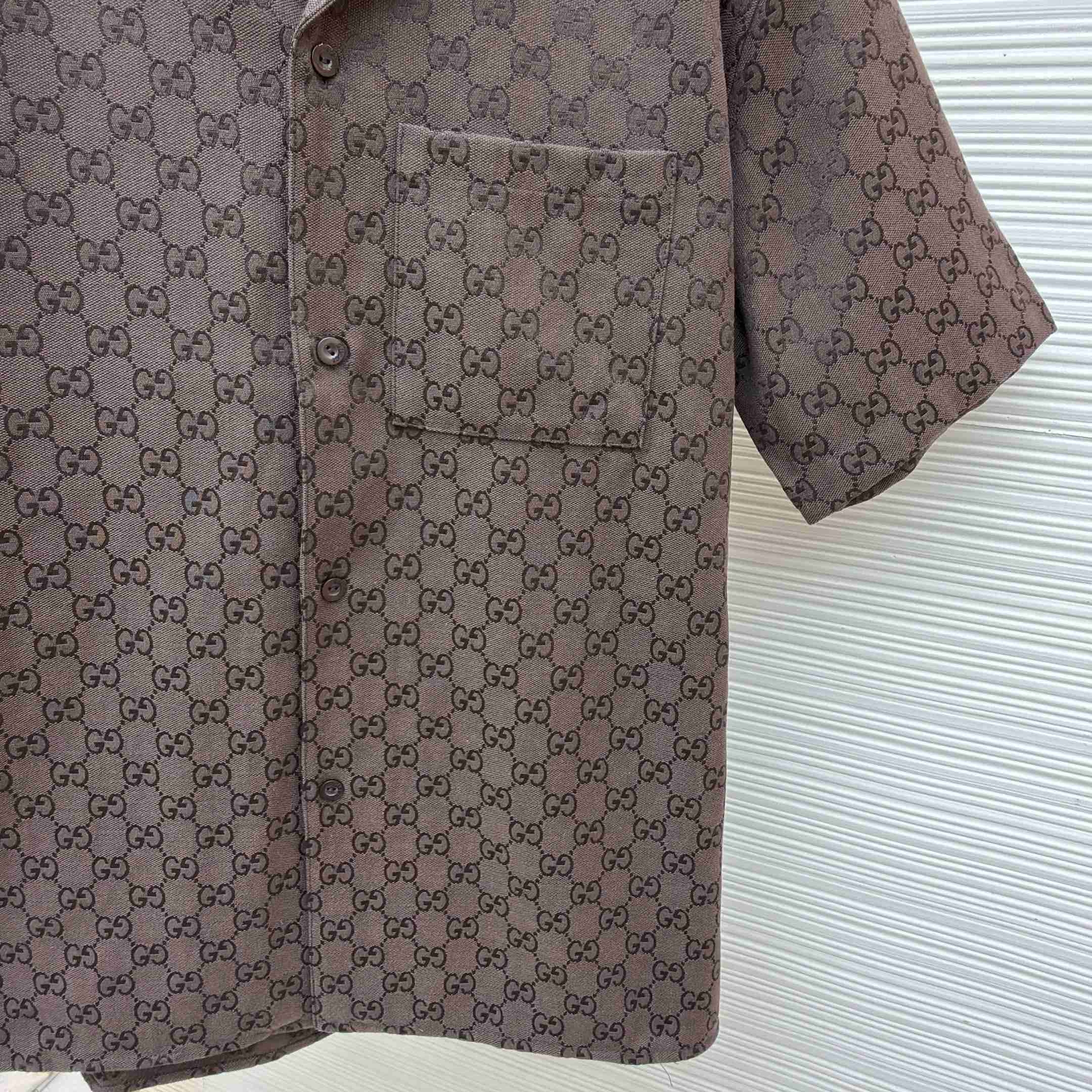 Gucci GG Canvas Linen Blend Bowling Shirt - DesignerGu