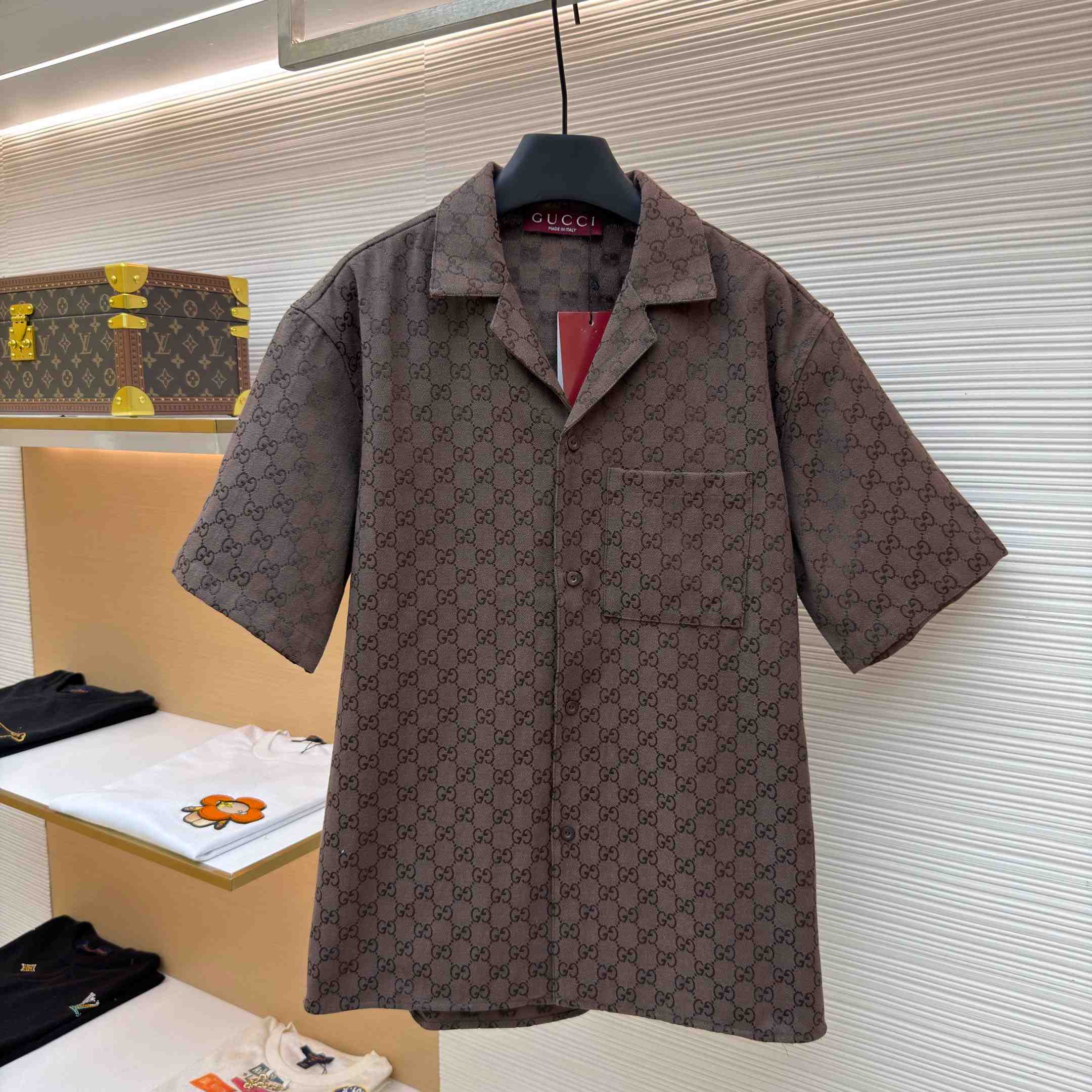 Gucci GG Canvas Linen Blend Bowling Shirt - DesignerGu