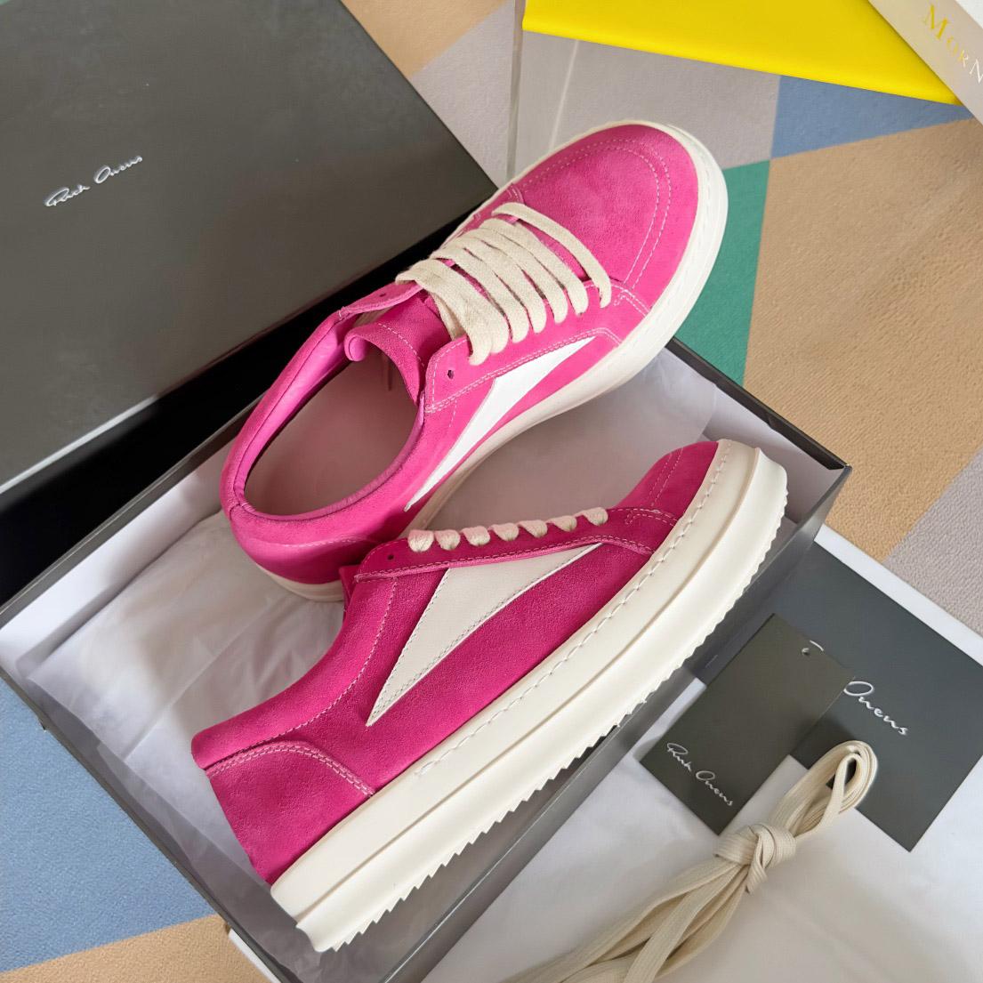 Rick Owens Wmns EDFU Suede Leather Vintage Low 'Hot Pink' - DesignerGu