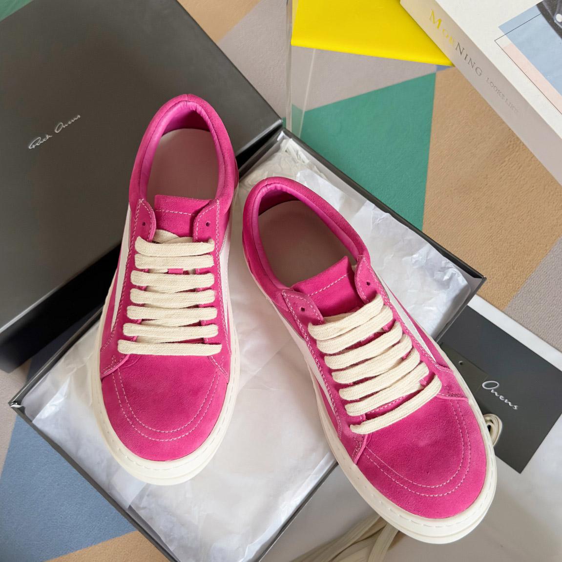 Rick Owens Wmns EDFU Suede Leather Vintage Low 'Hot Pink' - DesignerGu