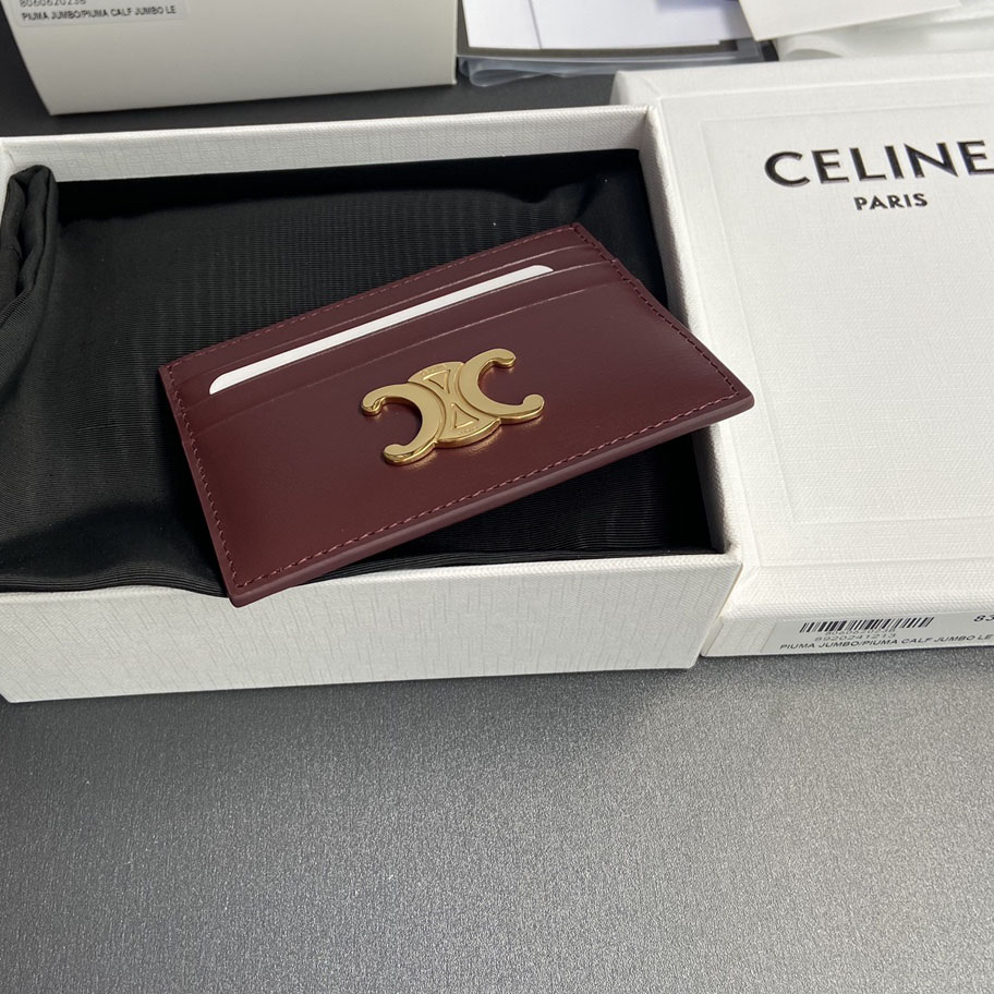Celine Card Holder Triomphe In Shiny Calfskin  - DesignerGu